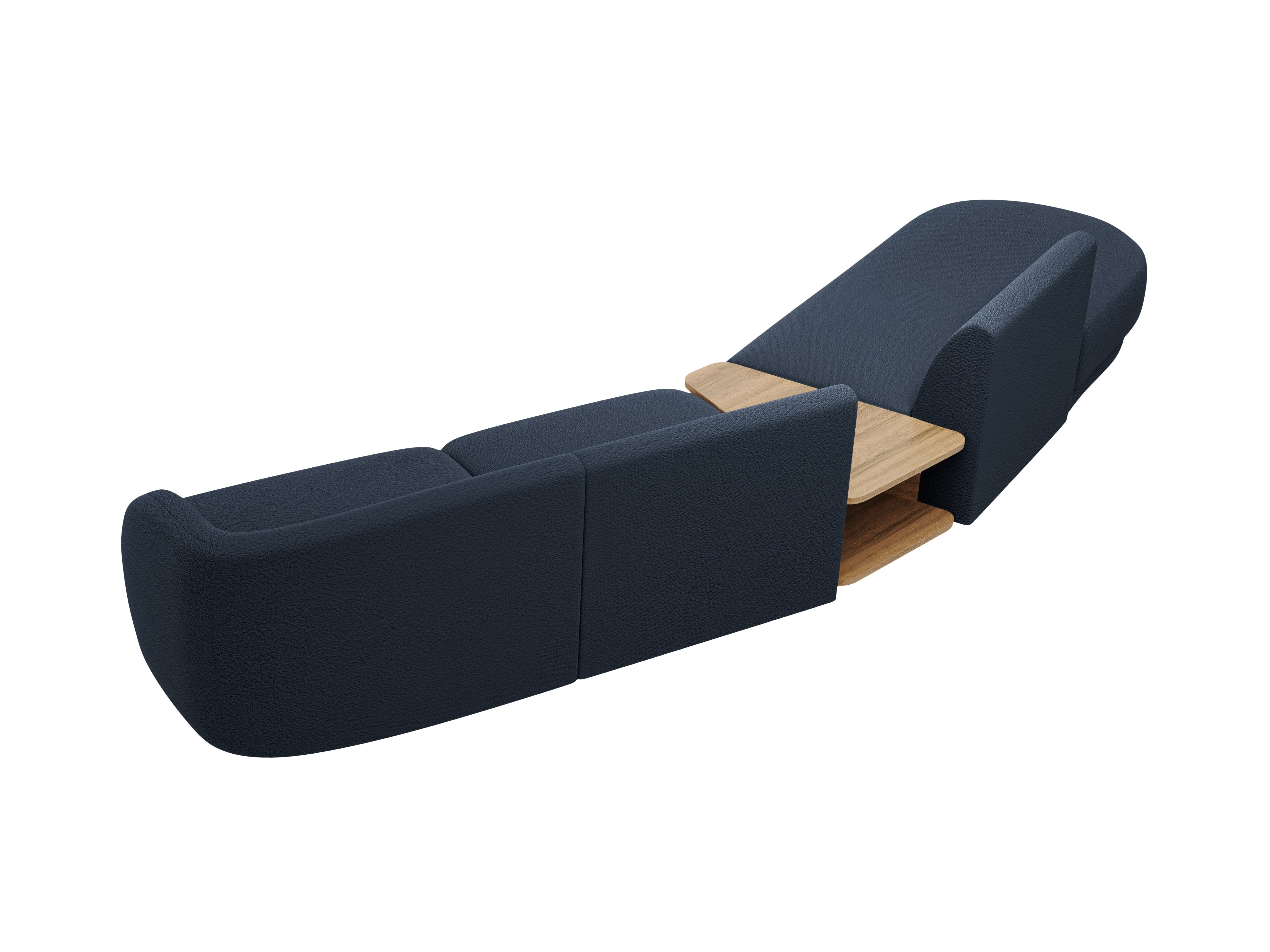 Modulares Sofa links mit Tisch für 4 Personen MILEY dunkelblau Boucle