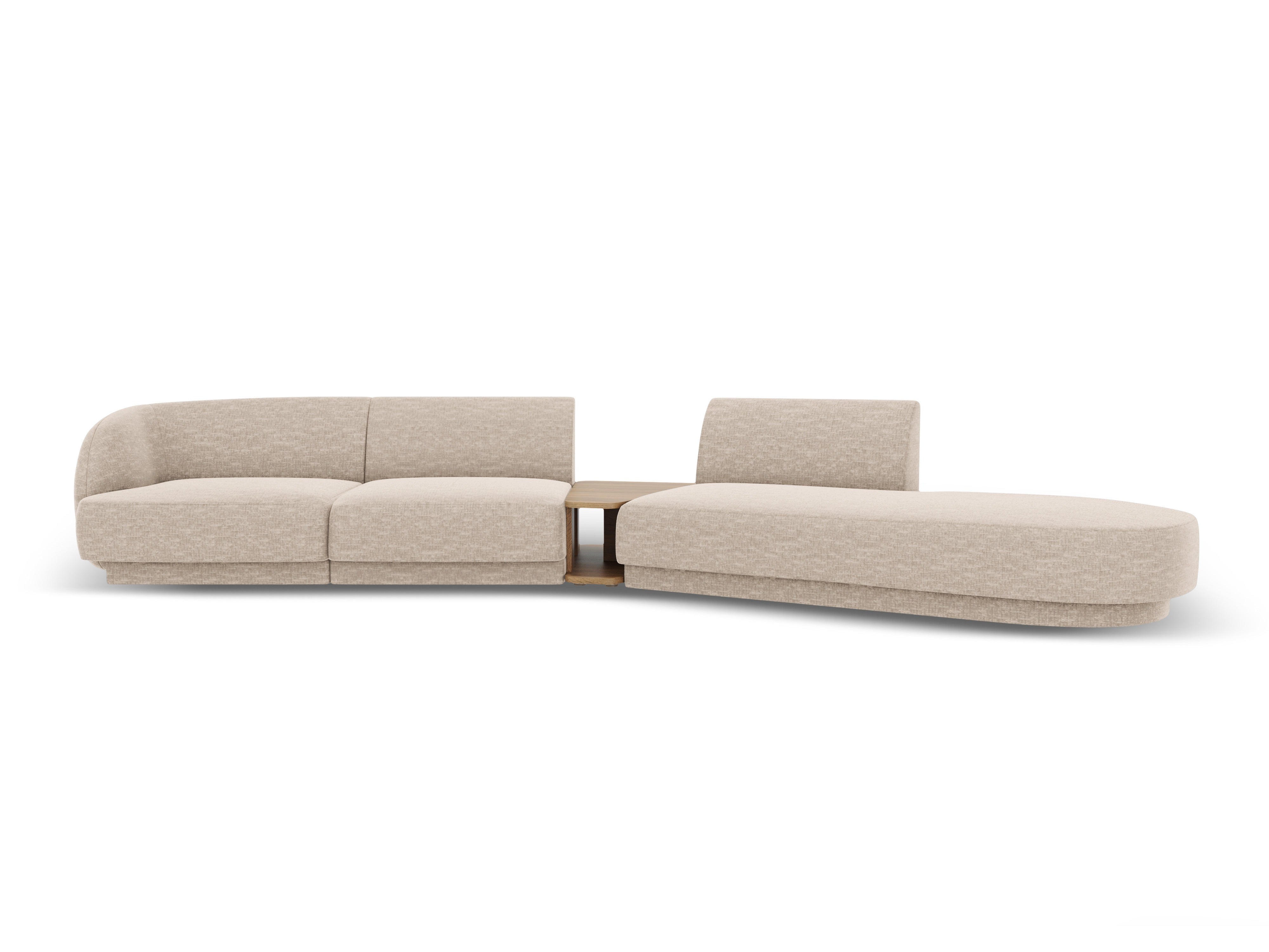 Modulares Sofa mit Tisch, 4-Sitzer, MILEY, beige, schimmernder Chenille