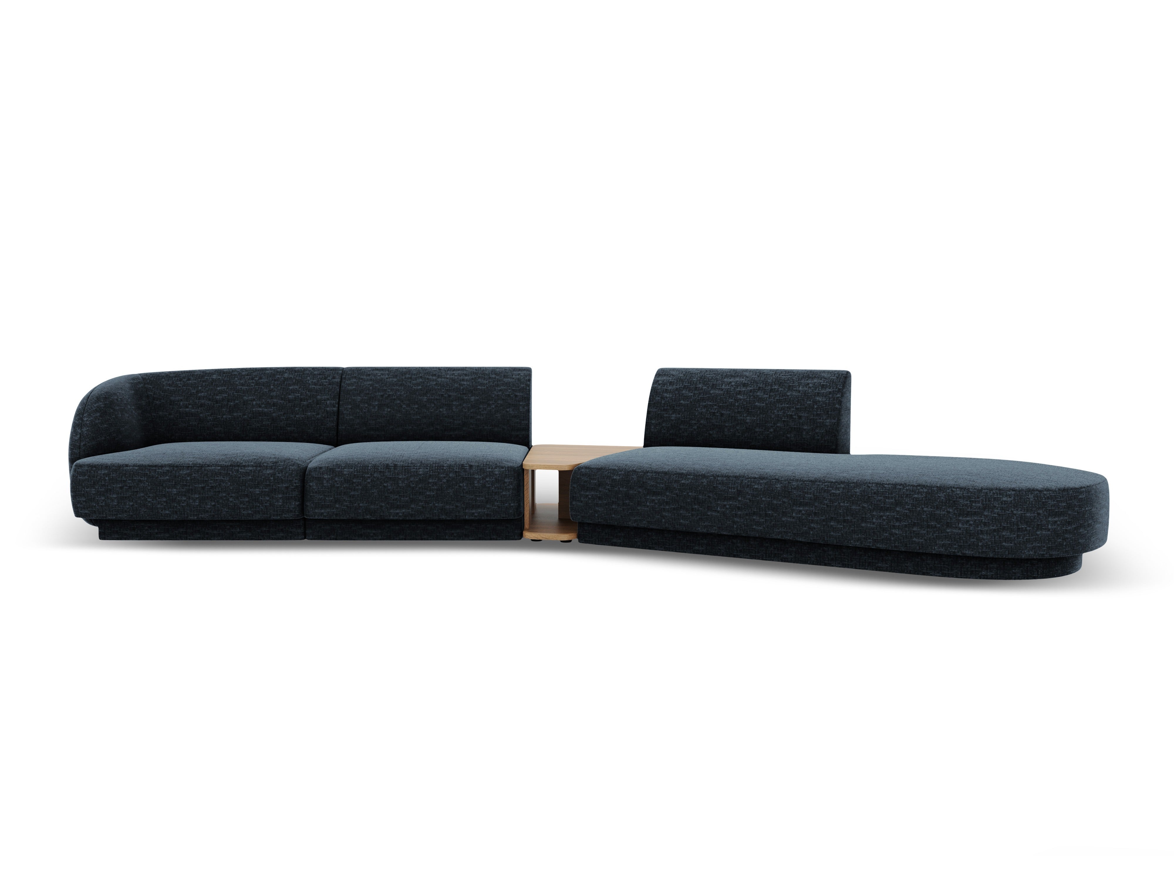 Modulares Sofa mit Tisch, 4-Sitzer, rechtsseitig, MILEY, königsblau, schimmernder Chenille