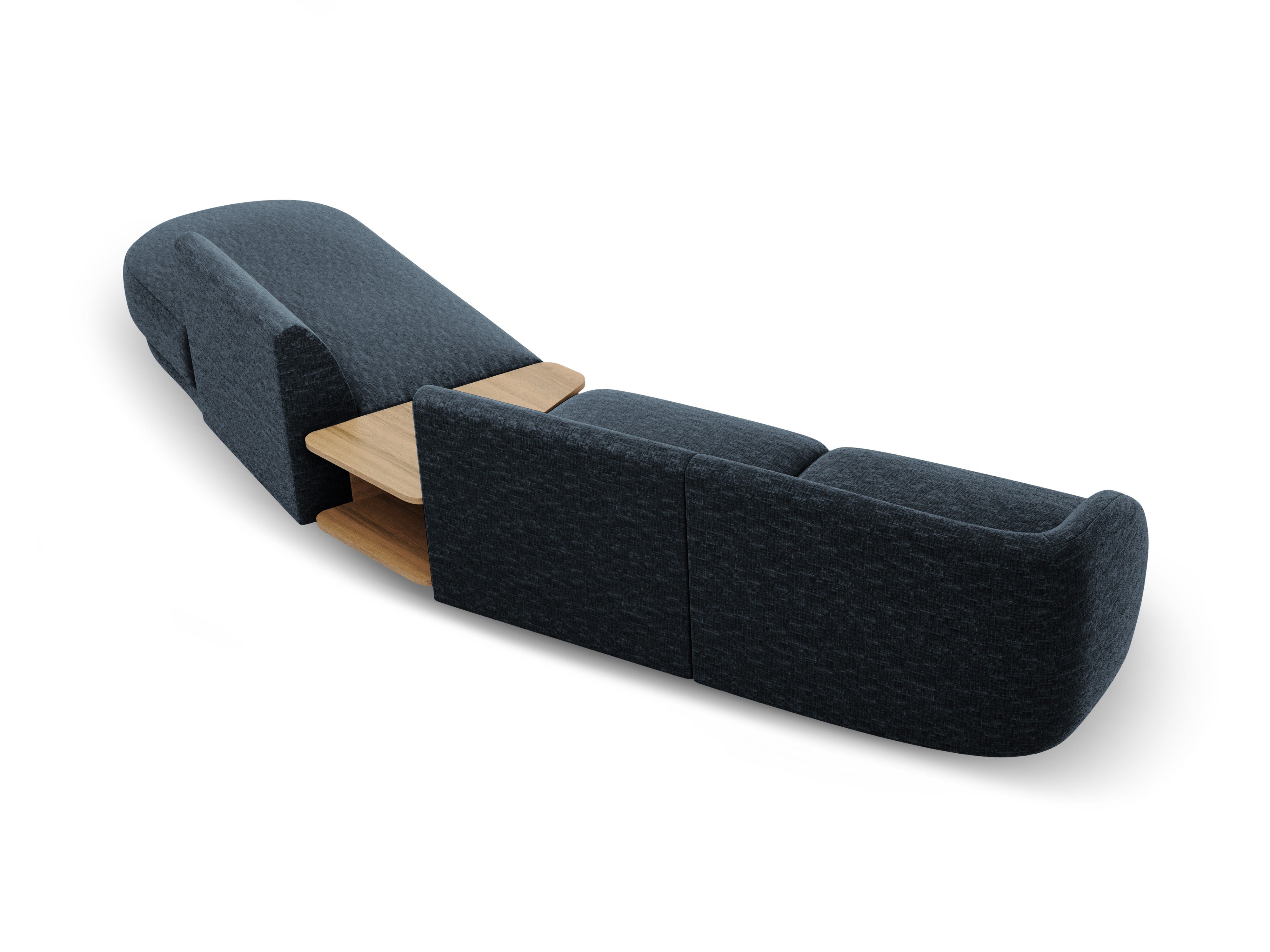 Modulares Sofa mit Tisch, 4-Sitzer, rechtsseitig, MILEY, königsblau, schimmernder Chenille