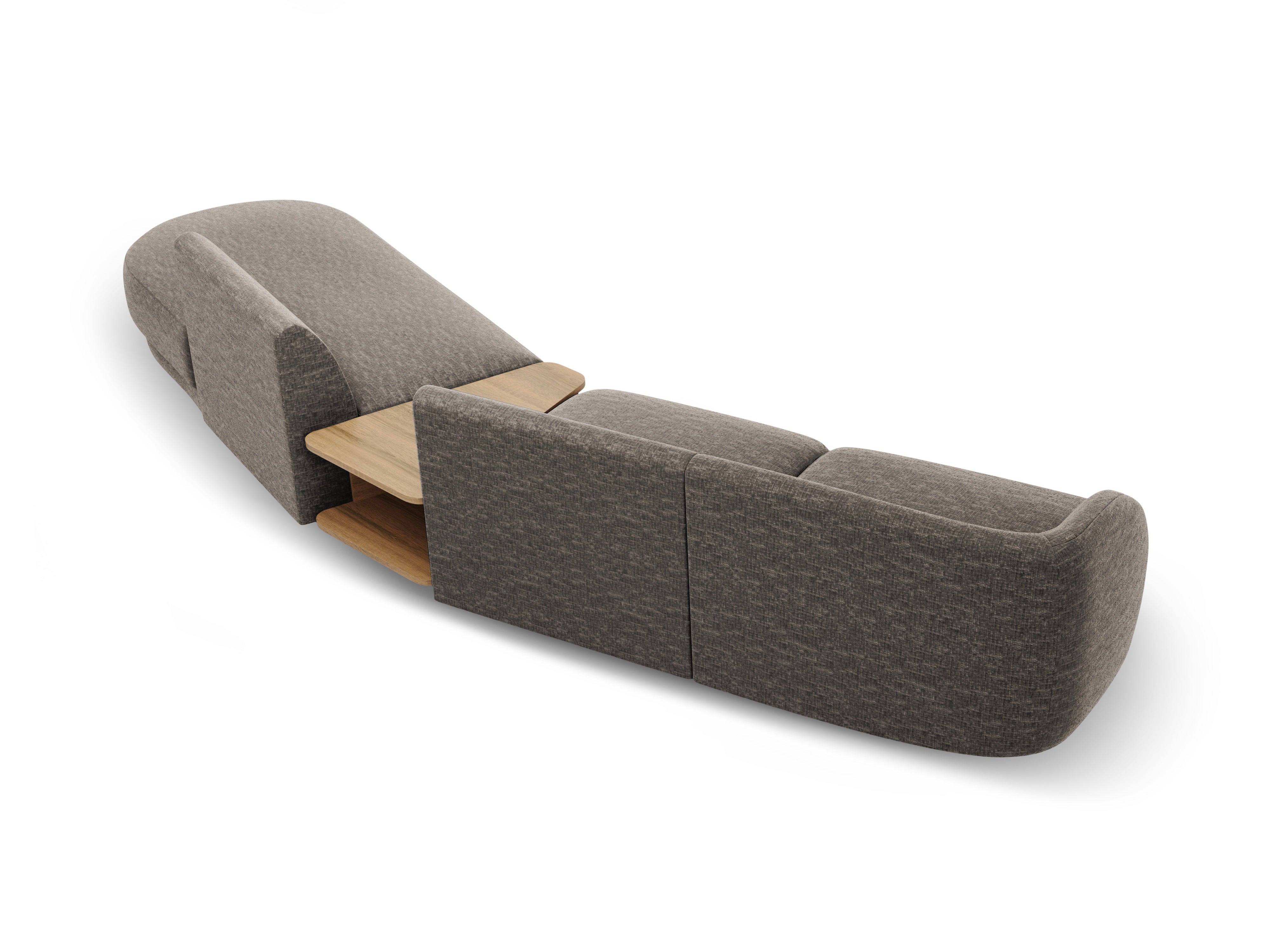 Modulares Sofa mit Tisch, 4-Sitzer MILEY, graues schimmerndes Chenille