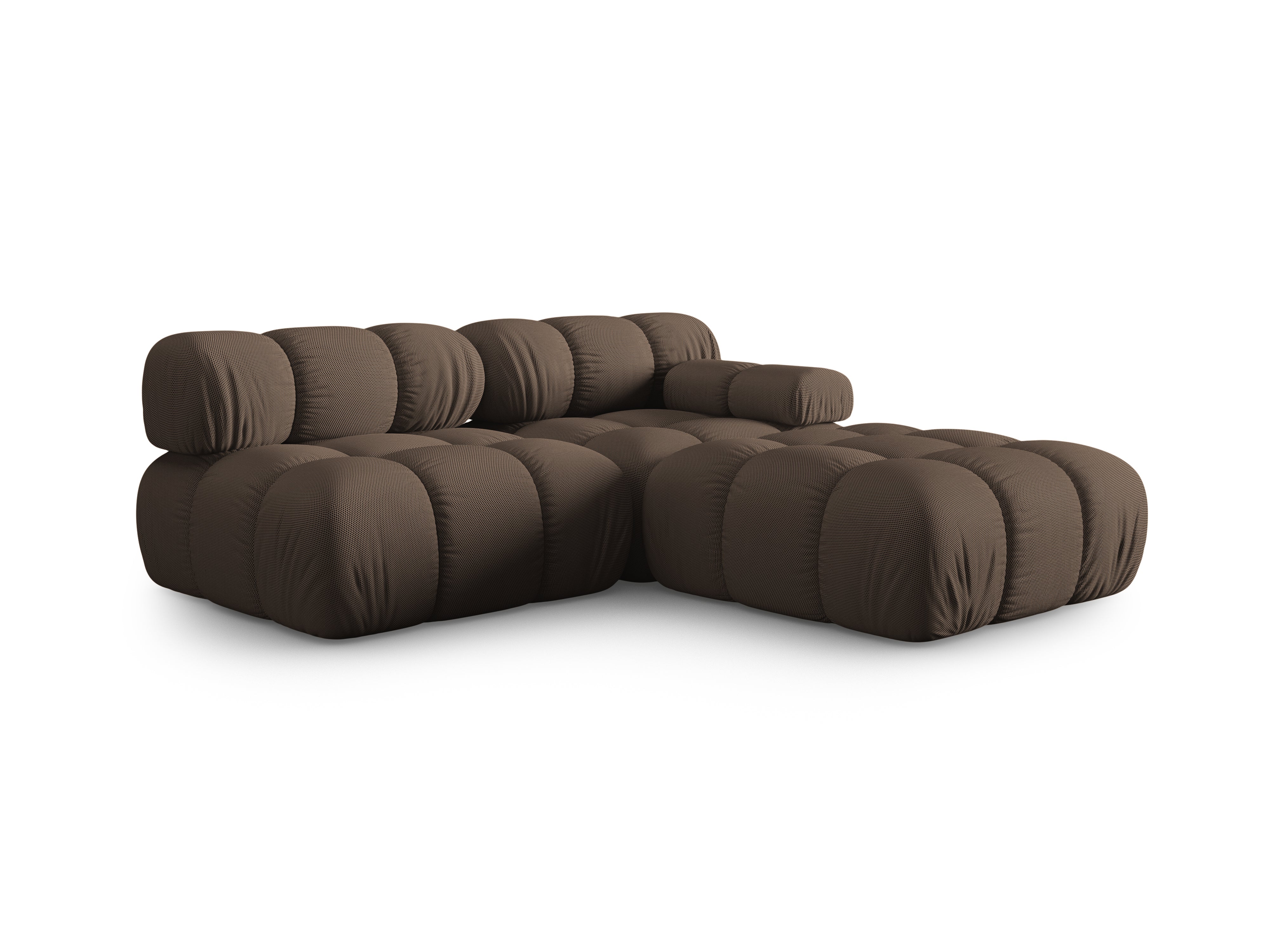 Open left-sided modular sofa BELLIS in brown 3D fabric