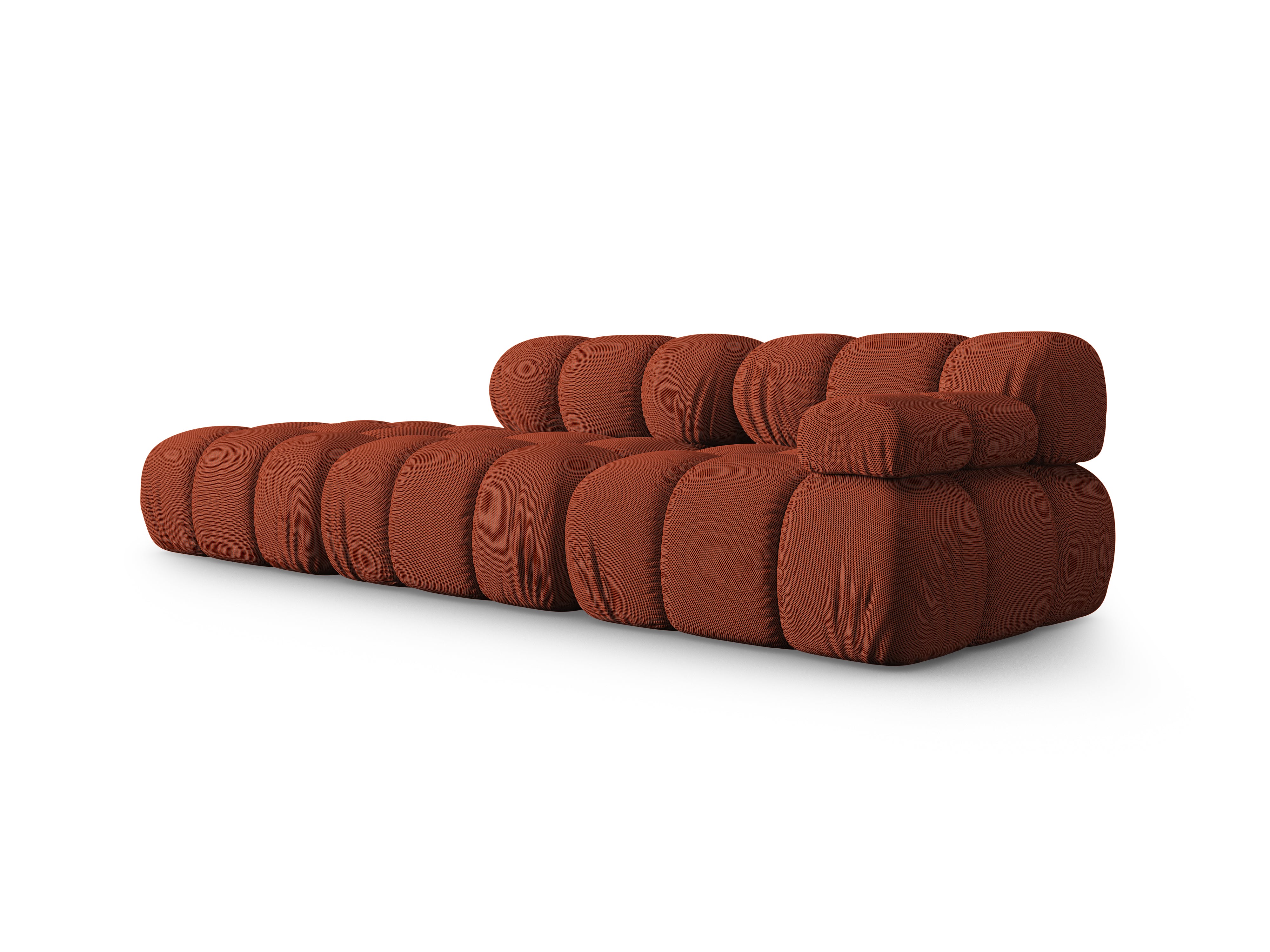 Open left-sided modular sofa BELLIS in brick-colored 3D fabric