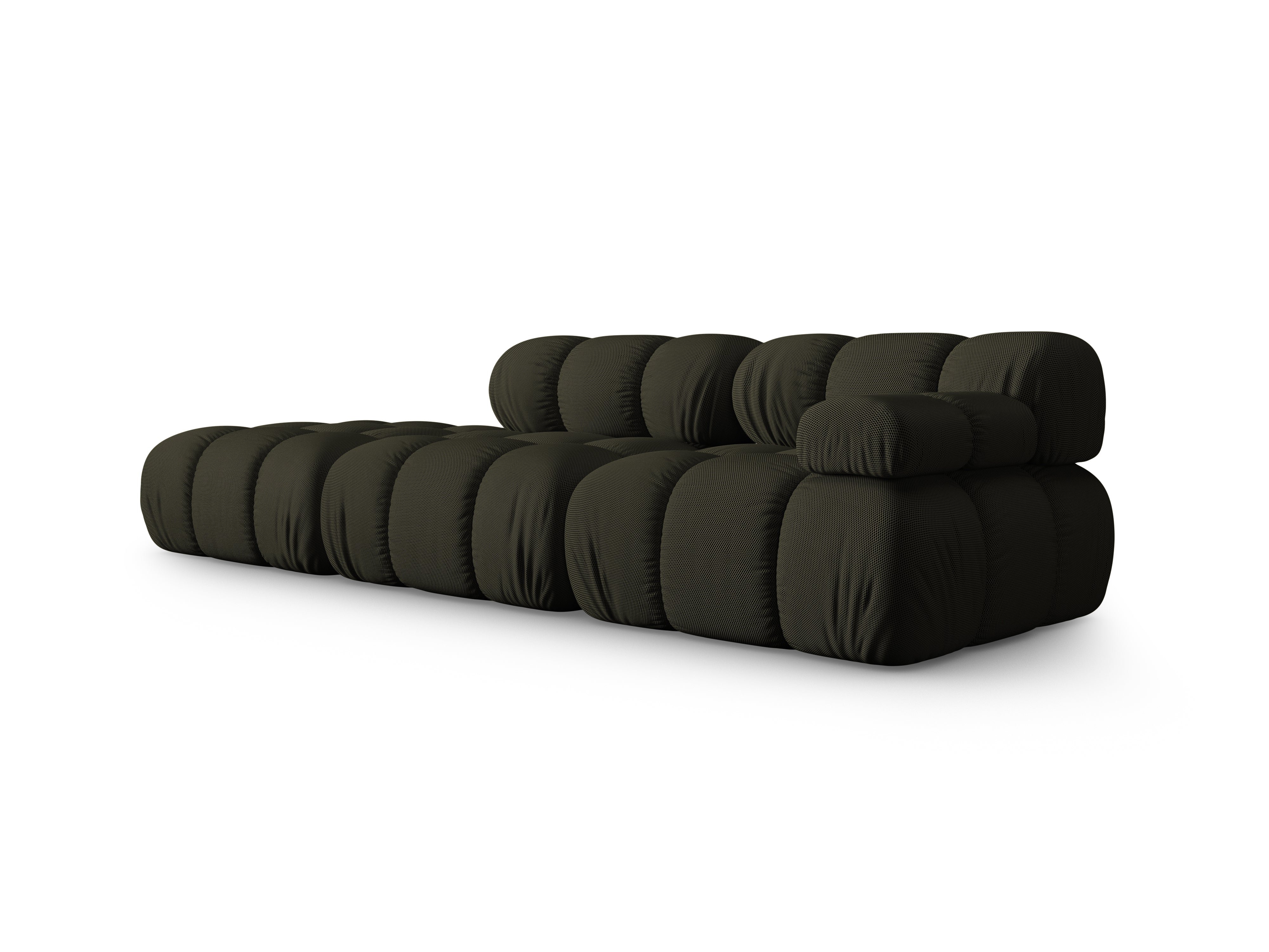 Open left-sided modular sofa BELLIS in dark green 3D fabric