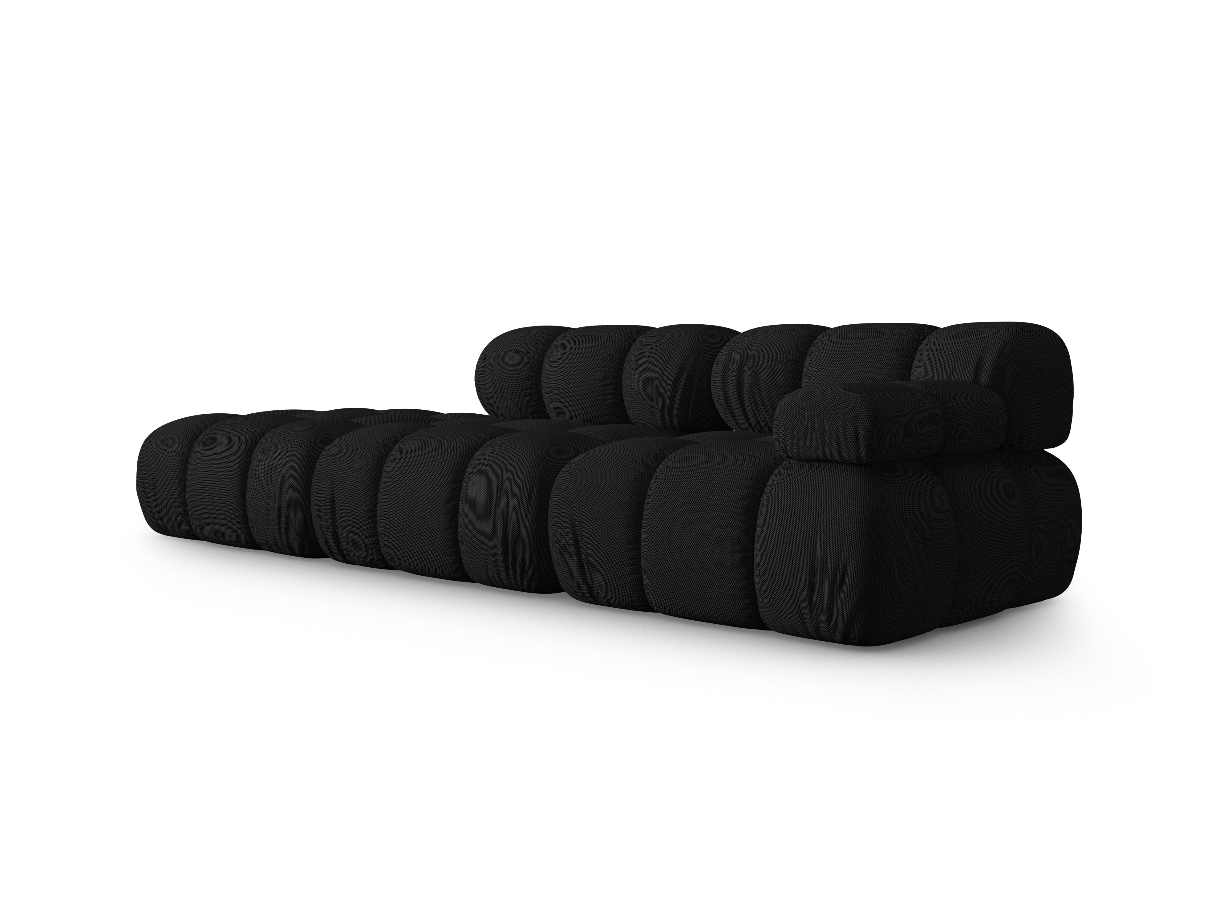 Open left-sided modular sofa BELLIS in black 3D fabric