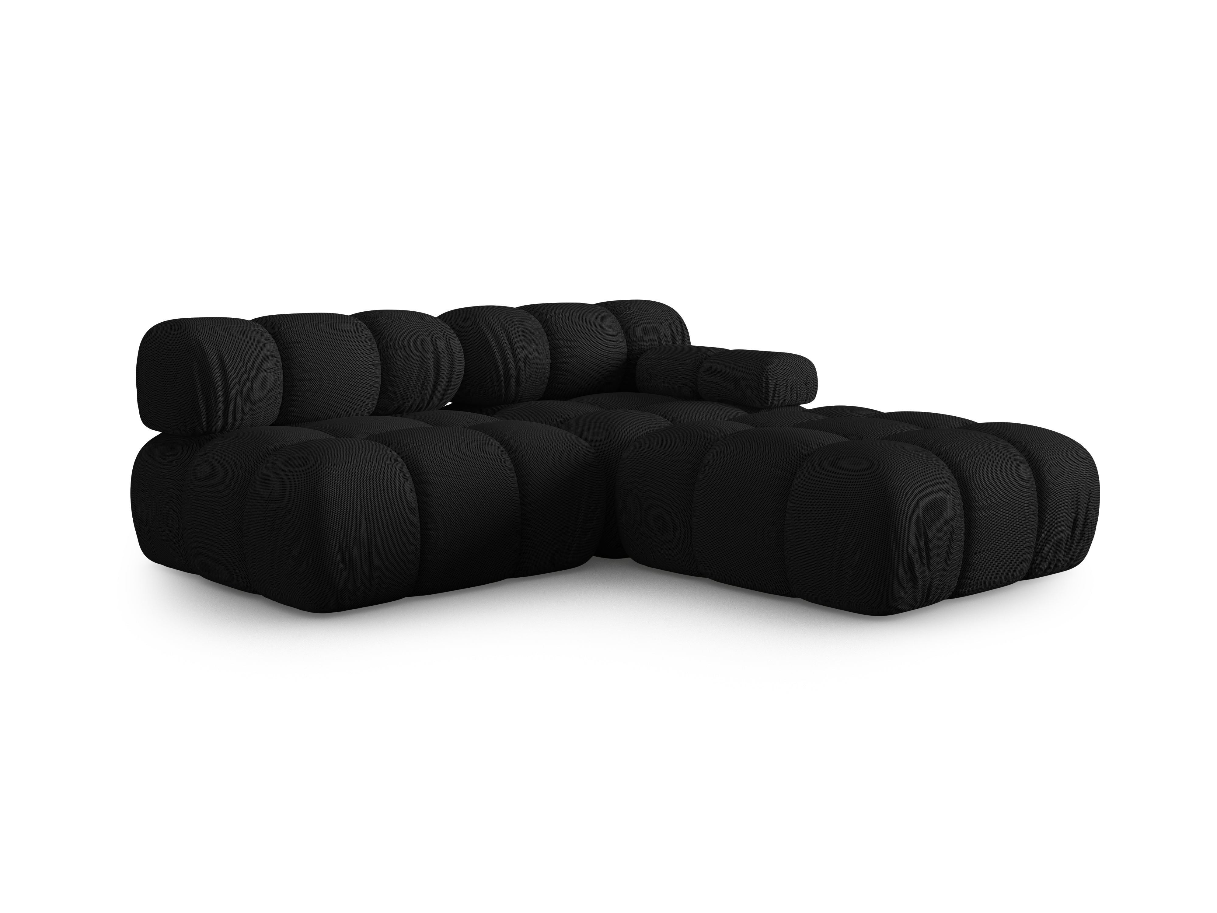 Open left-sided modular sofa BELLIS in black 3D fabric