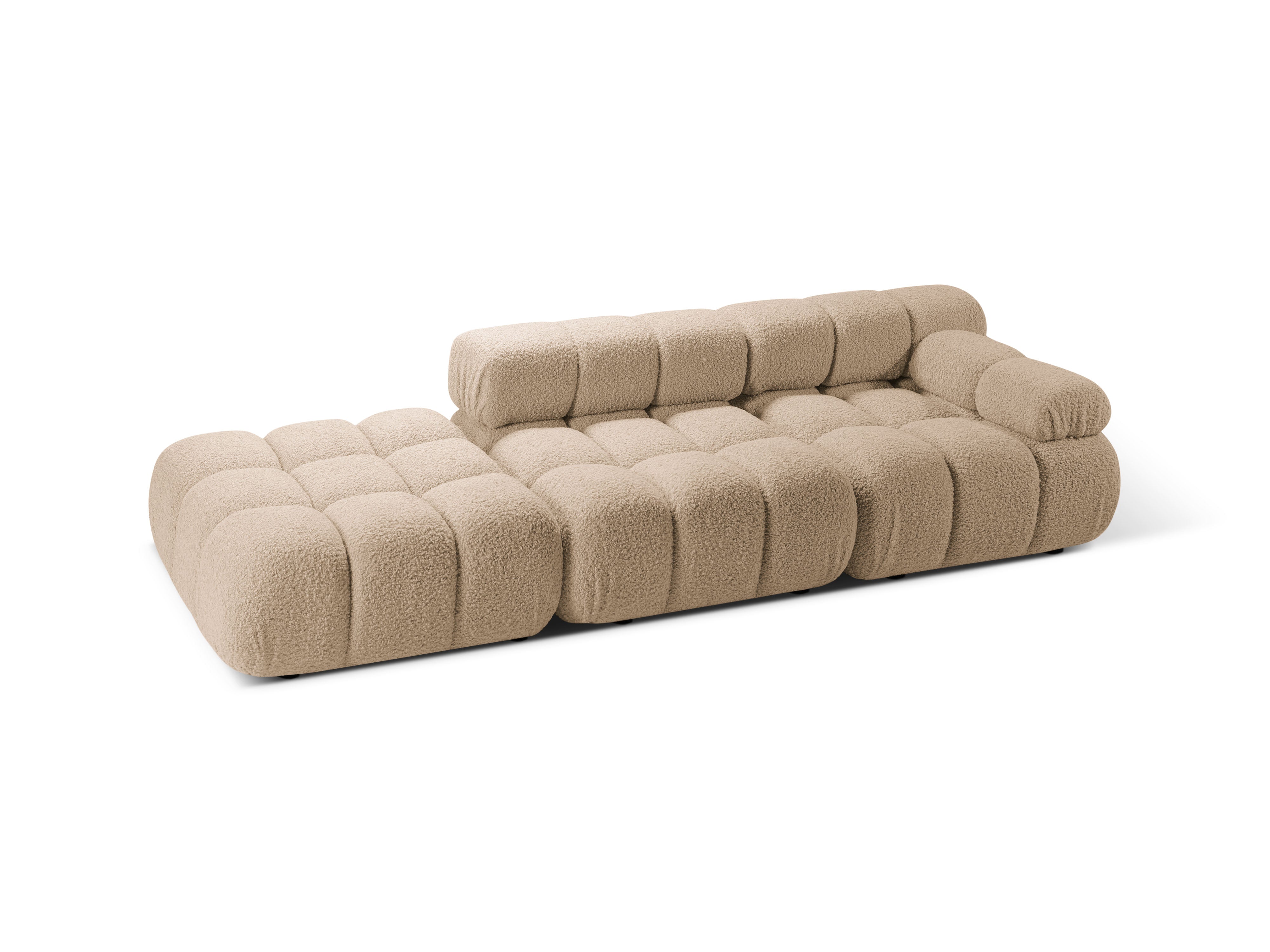 Open left-sided modular sofa BELLIS in sandy boucle.