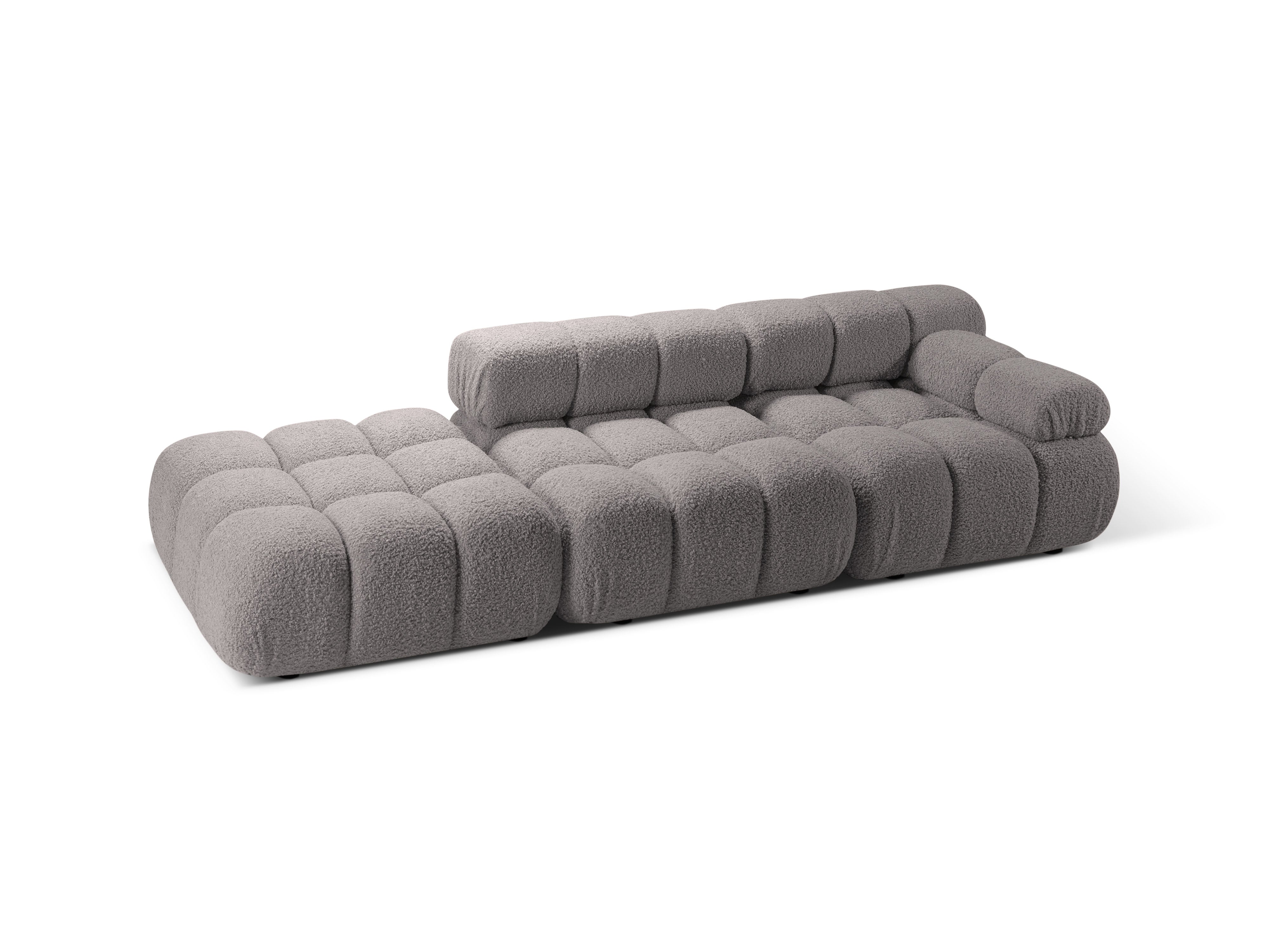Left-facing open modular sofa BELLIS in gray boucle