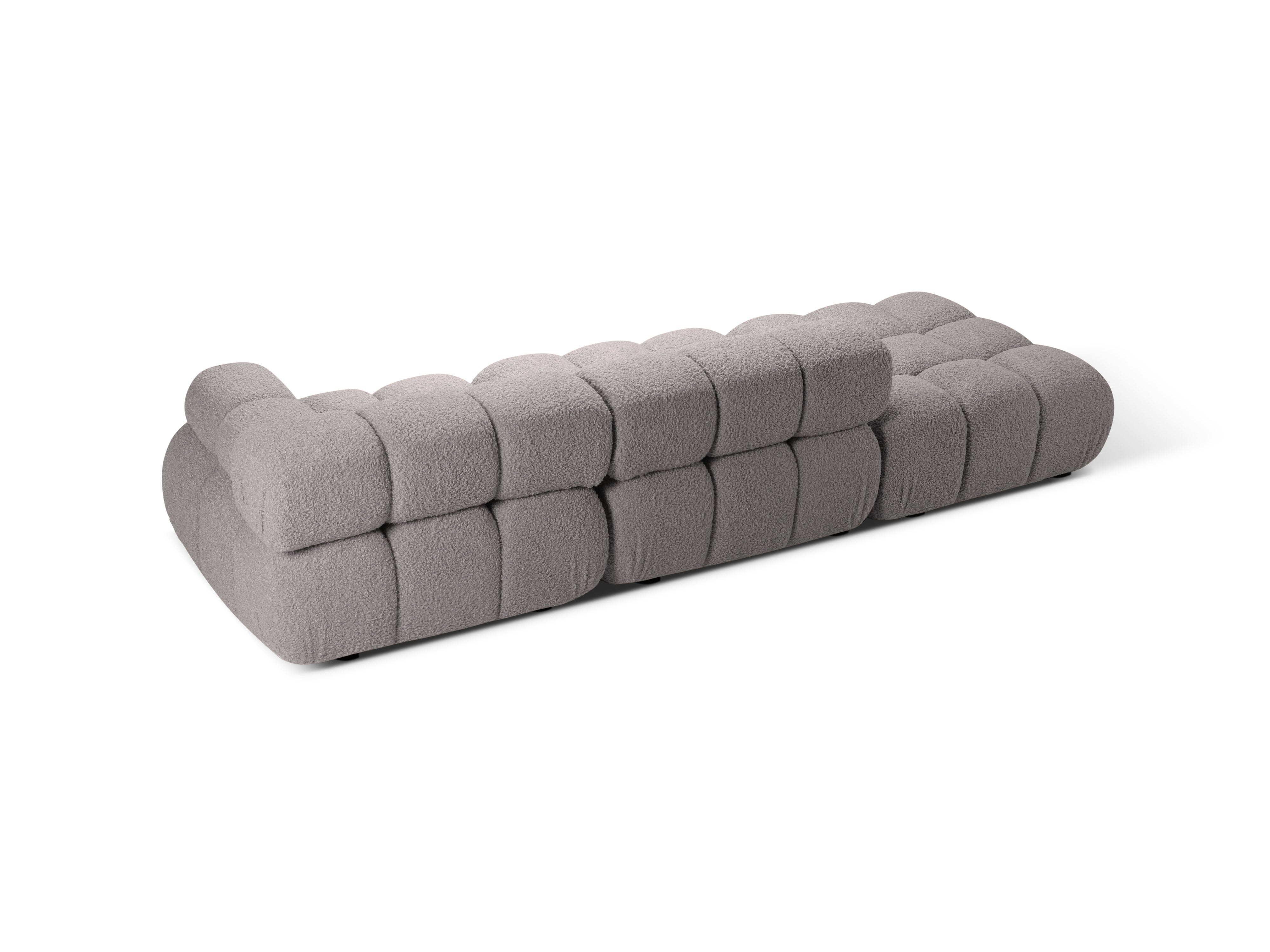 Left-facing open modular sofa BELLIS in gray boucle