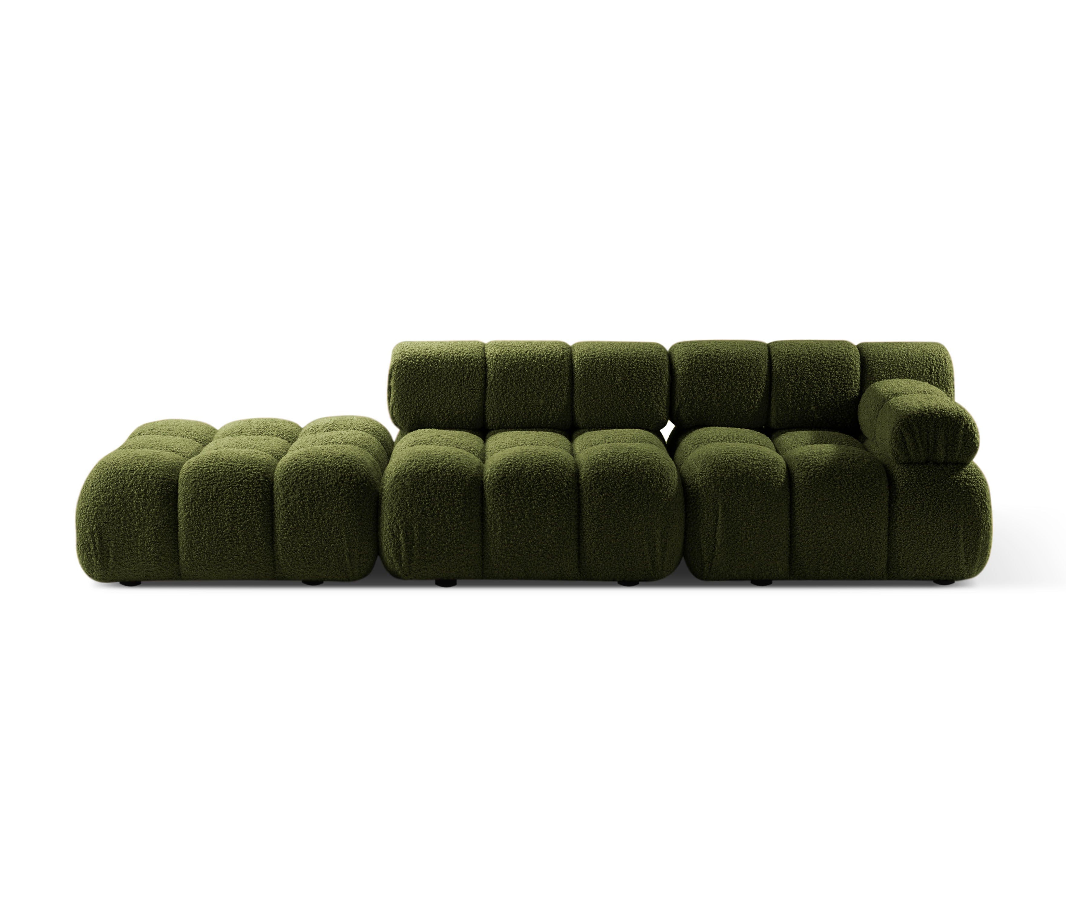 Open left-sided modular sofa BELLIS in green boucle