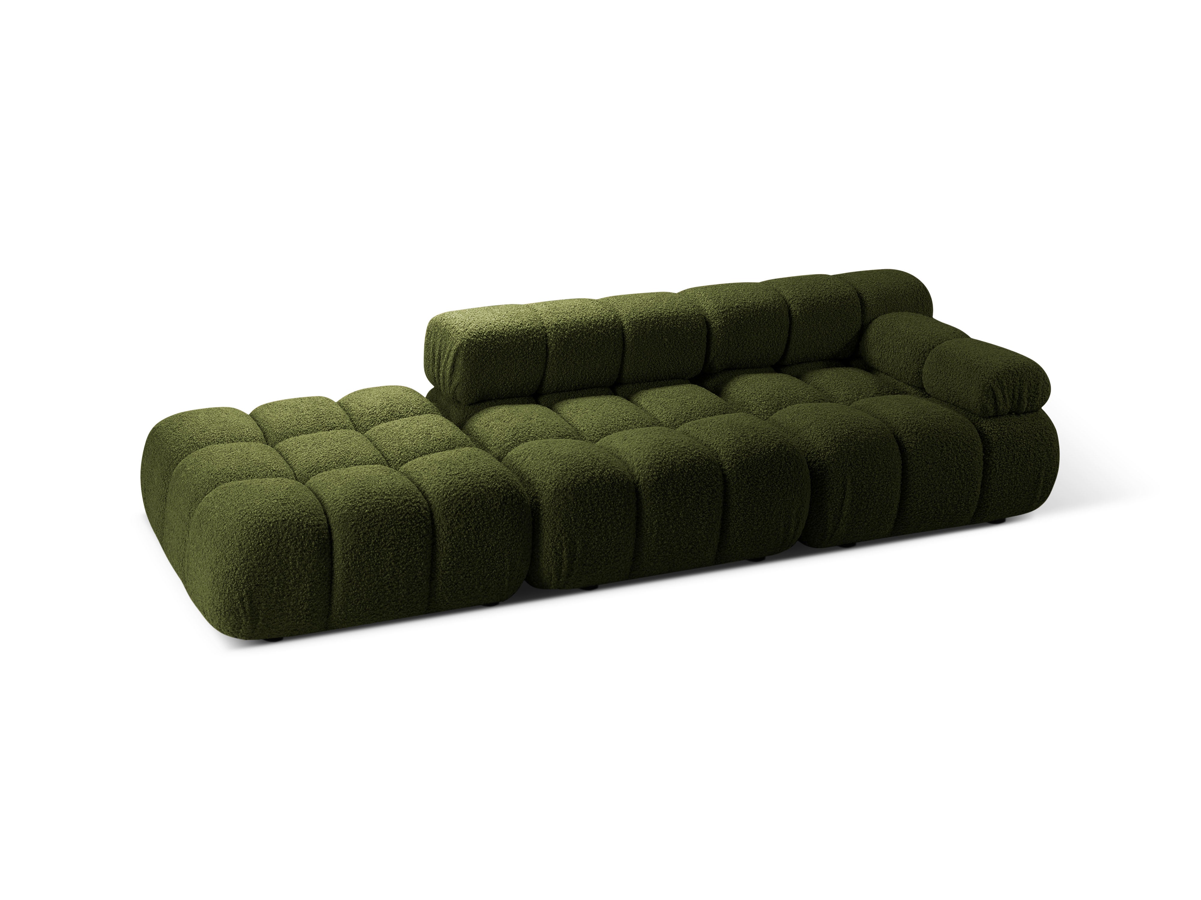 Open left-sided modular sofa BELLIS in green boucle