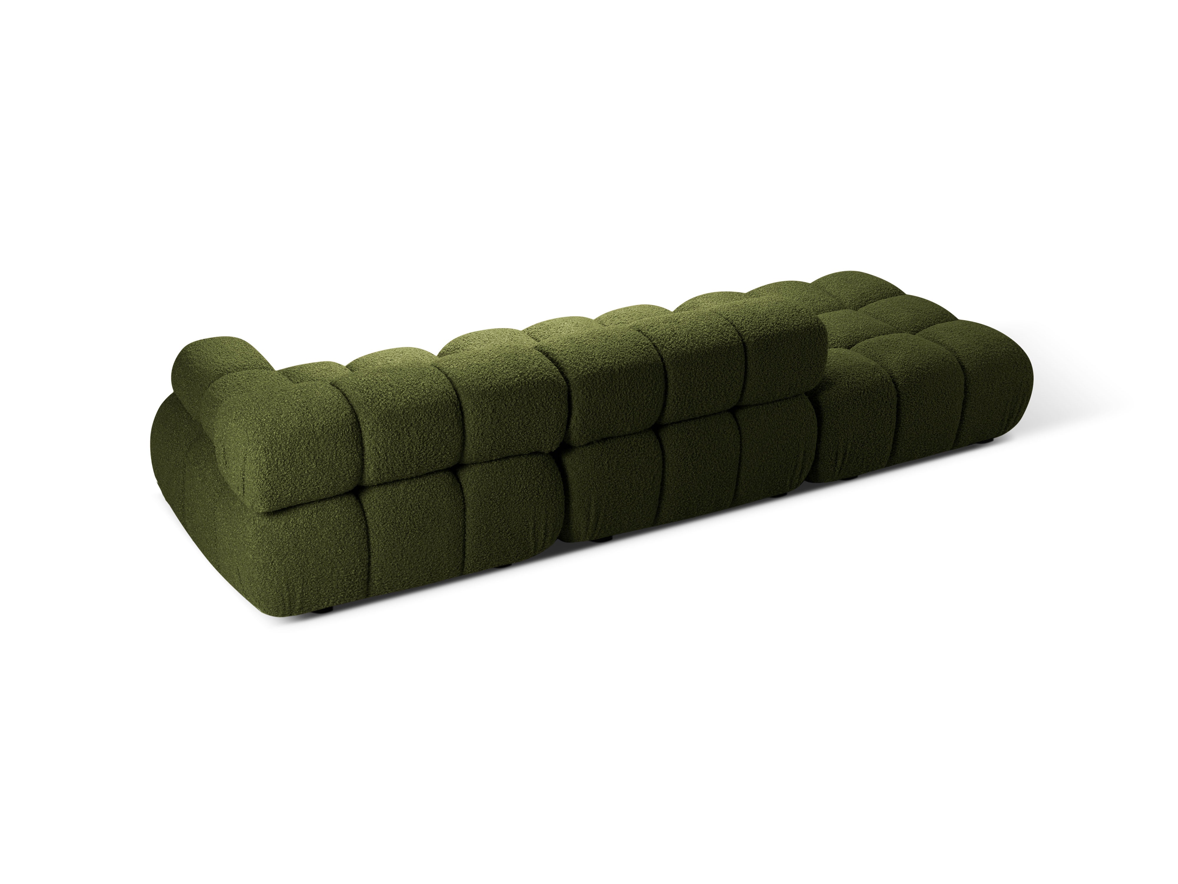 Open left-sided modular sofa BELLIS in green boucle