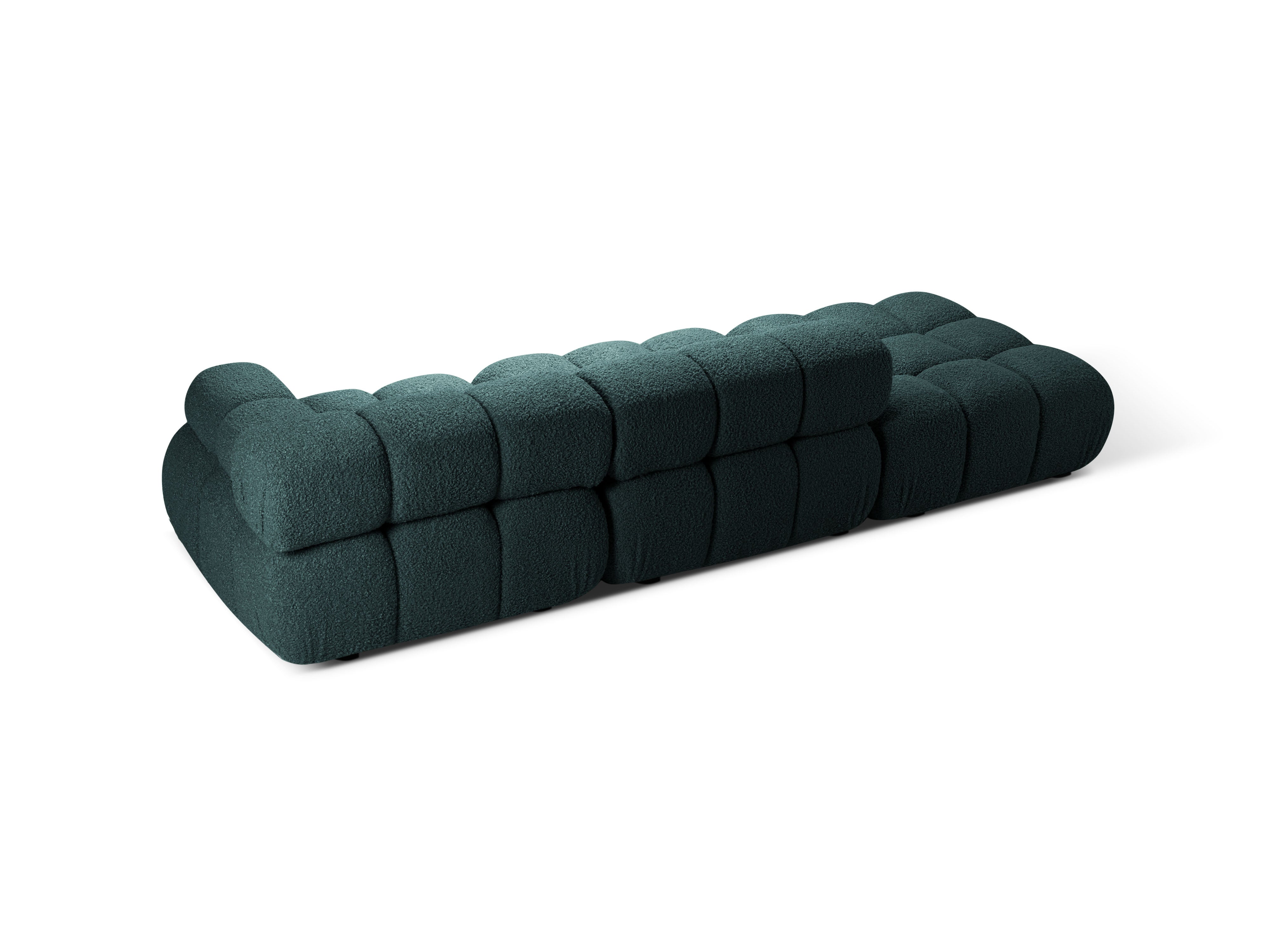 Open left-sided modular sofa BELLIS in petrol blue boucle