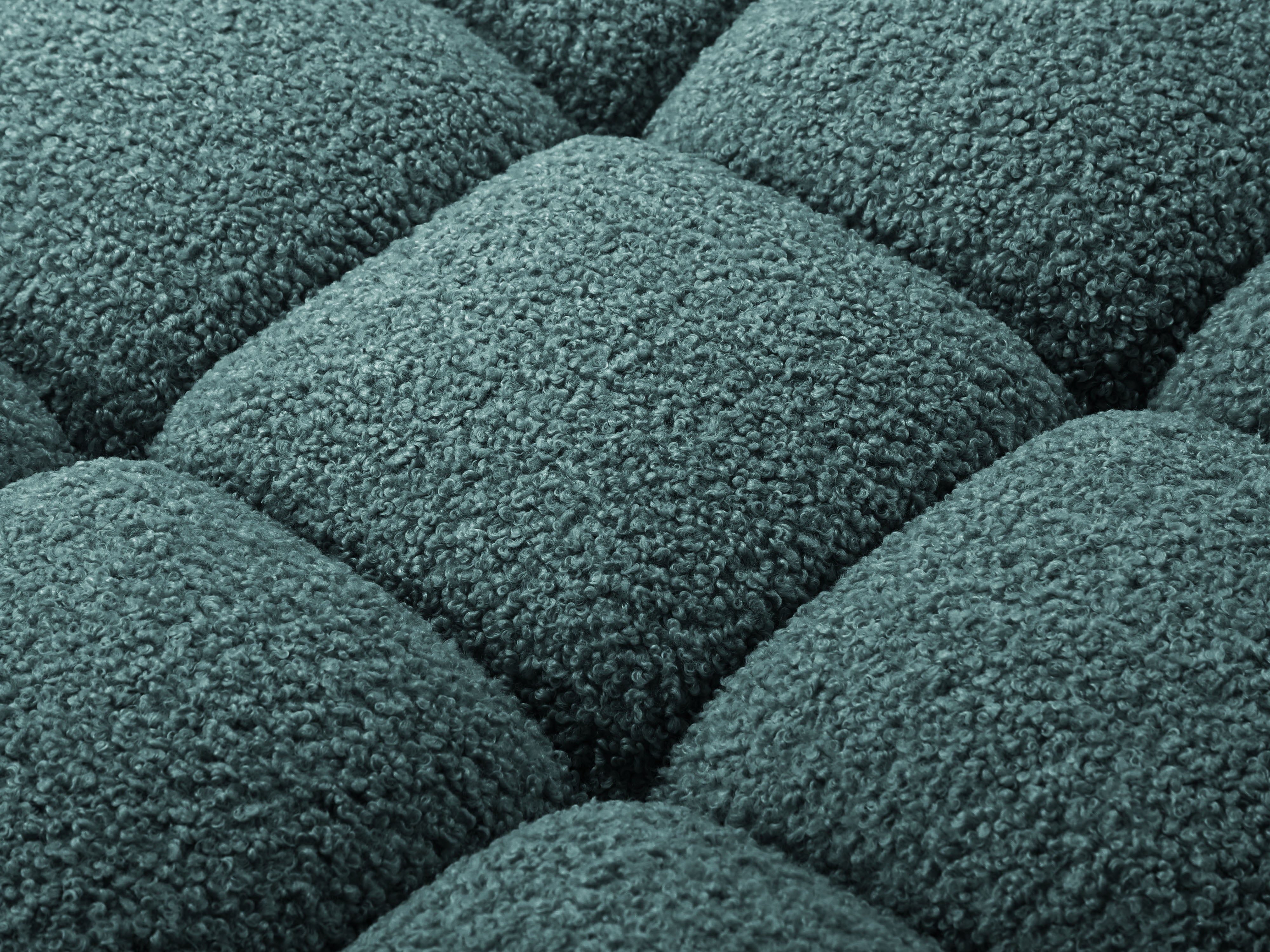 Open left-sided modular sofa BELLIS in petrol blue boucle