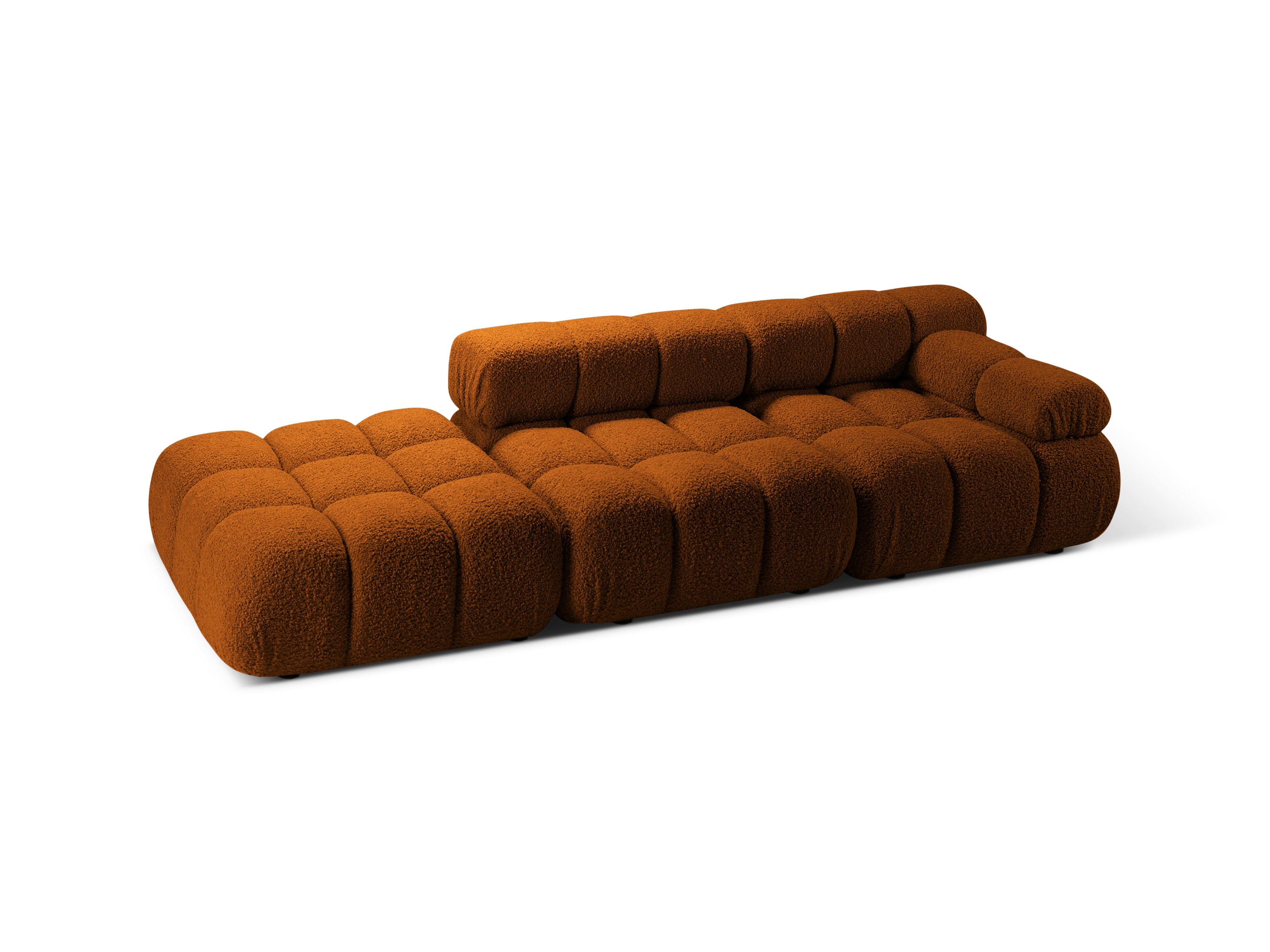 Left-facing open modular sofa BELLIS in brick boucle