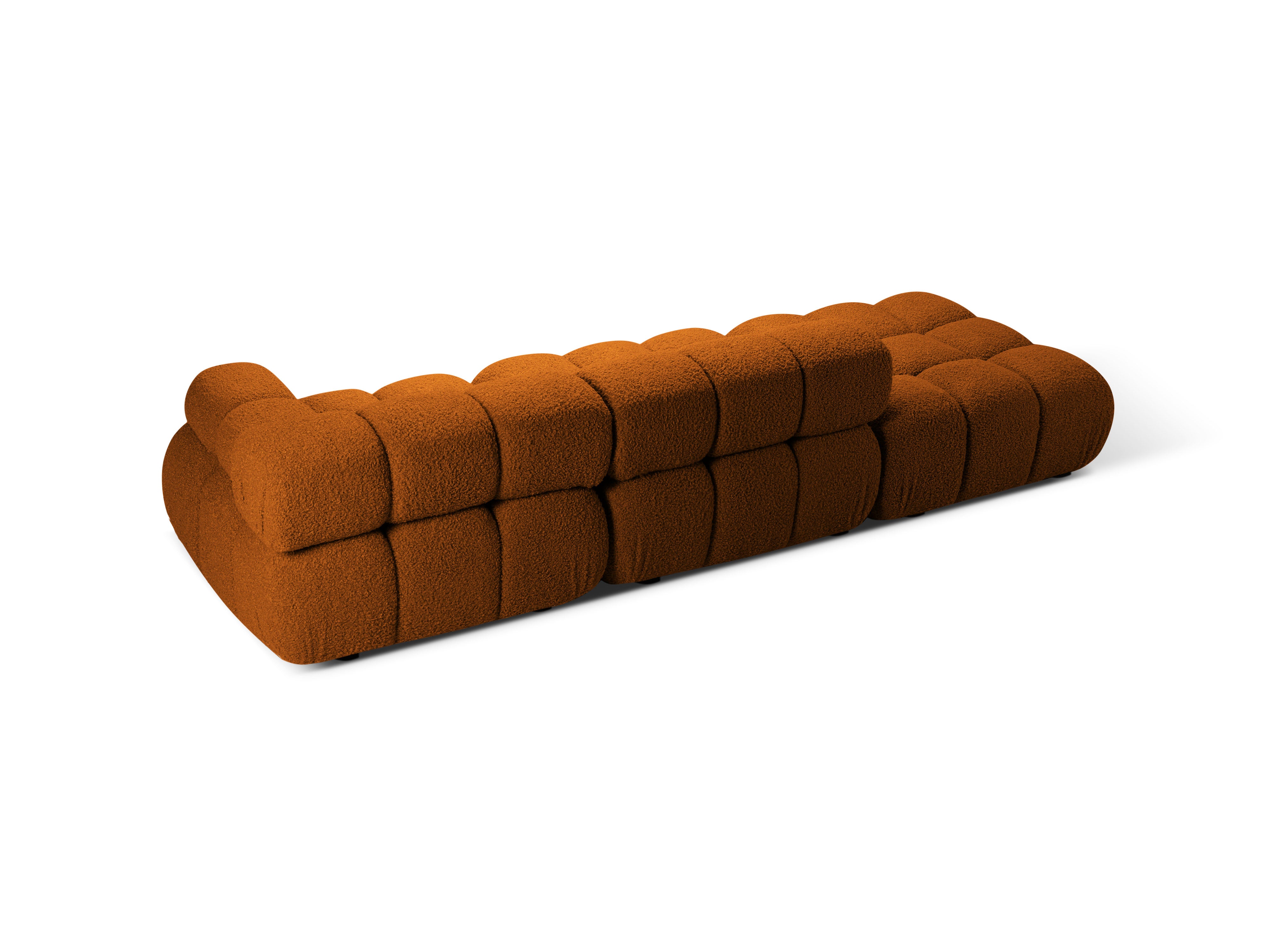 Left-facing open modular sofa BELLIS in brick boucle