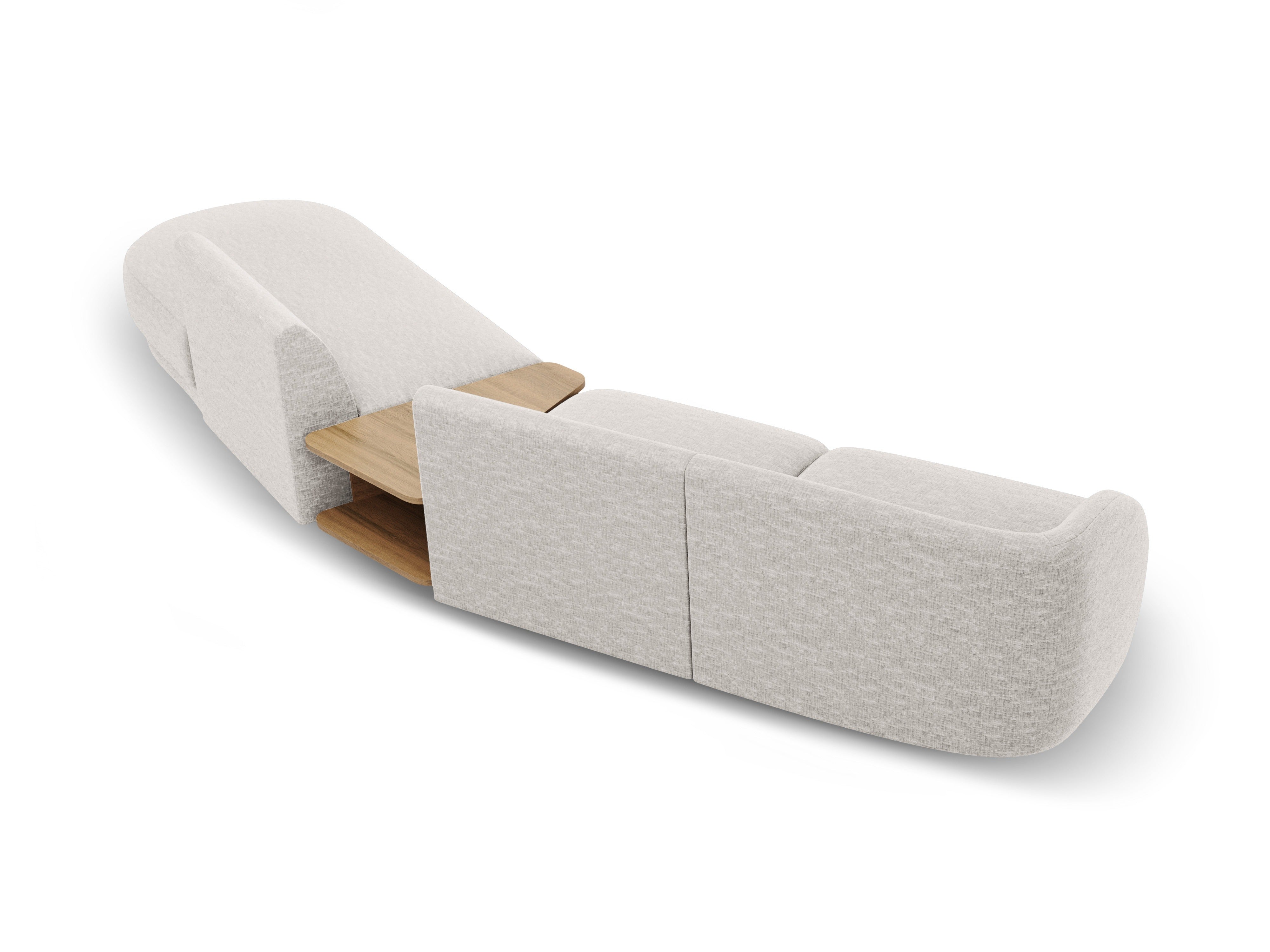 Right-facing modular sofa with table for 4 people MILEY gray chenille