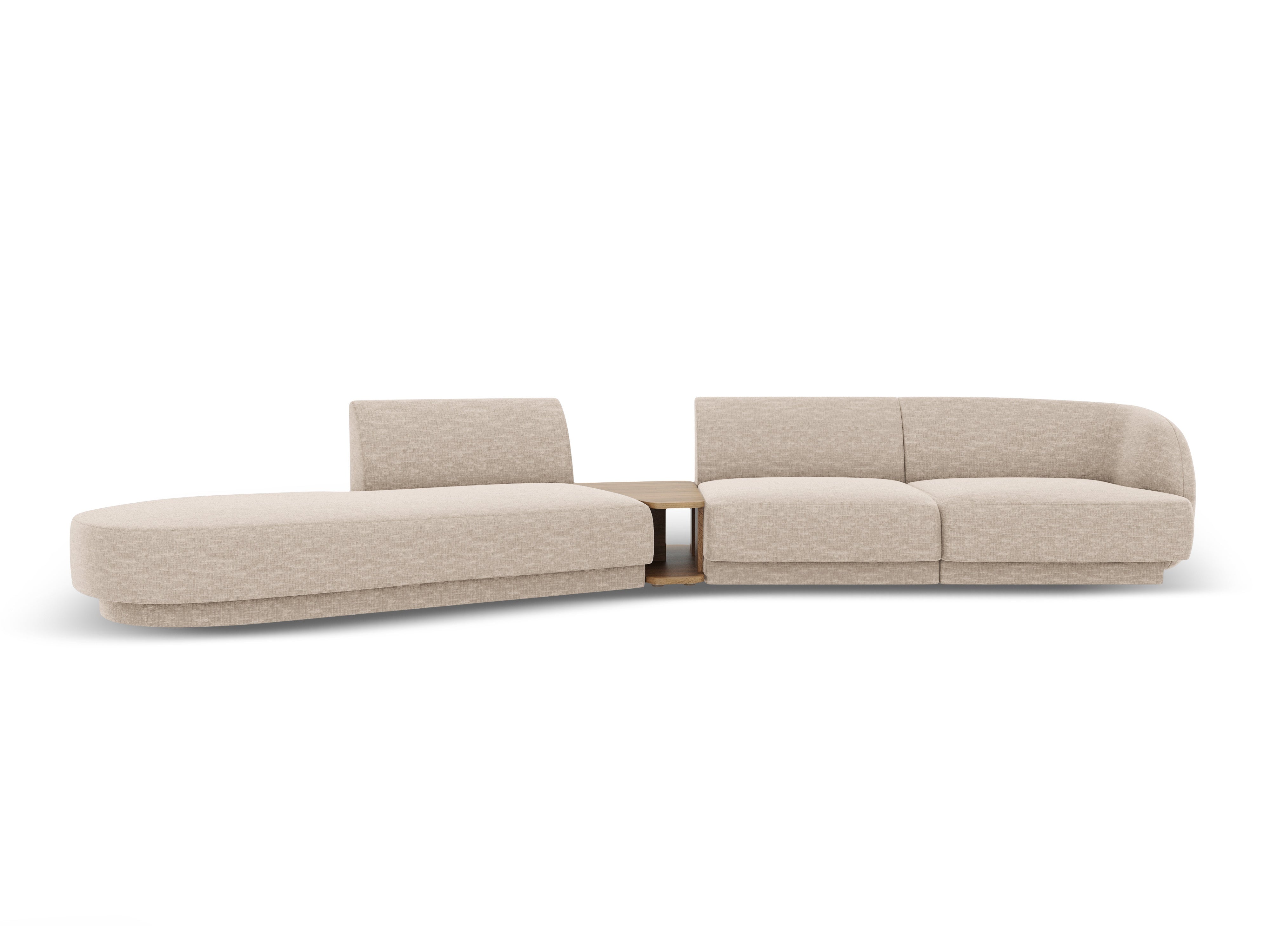 Modulares Sofa links mit Tisch für 4 Personen MILEY beige Chenille