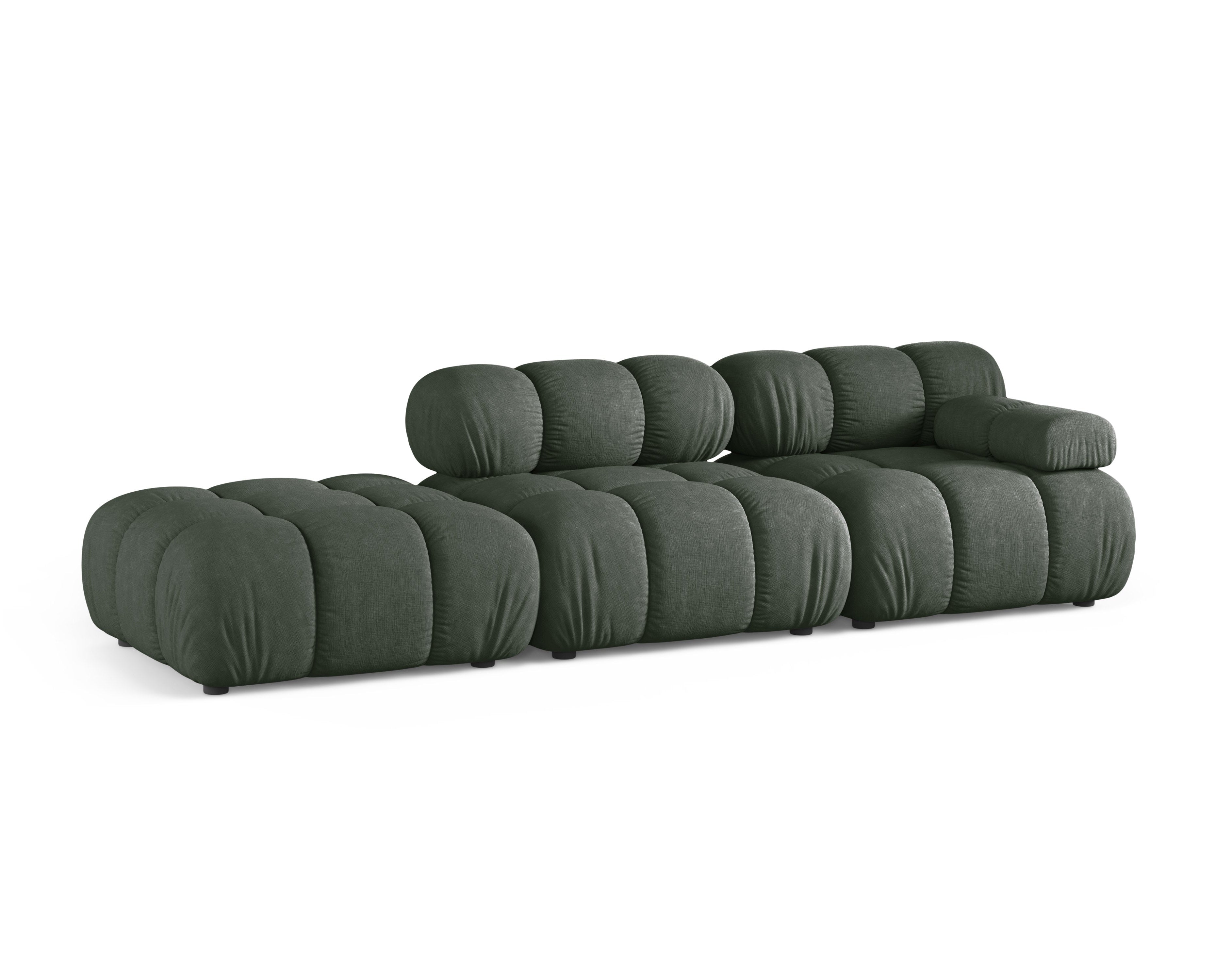Open left-sided modular sofa BELLIS in dark green