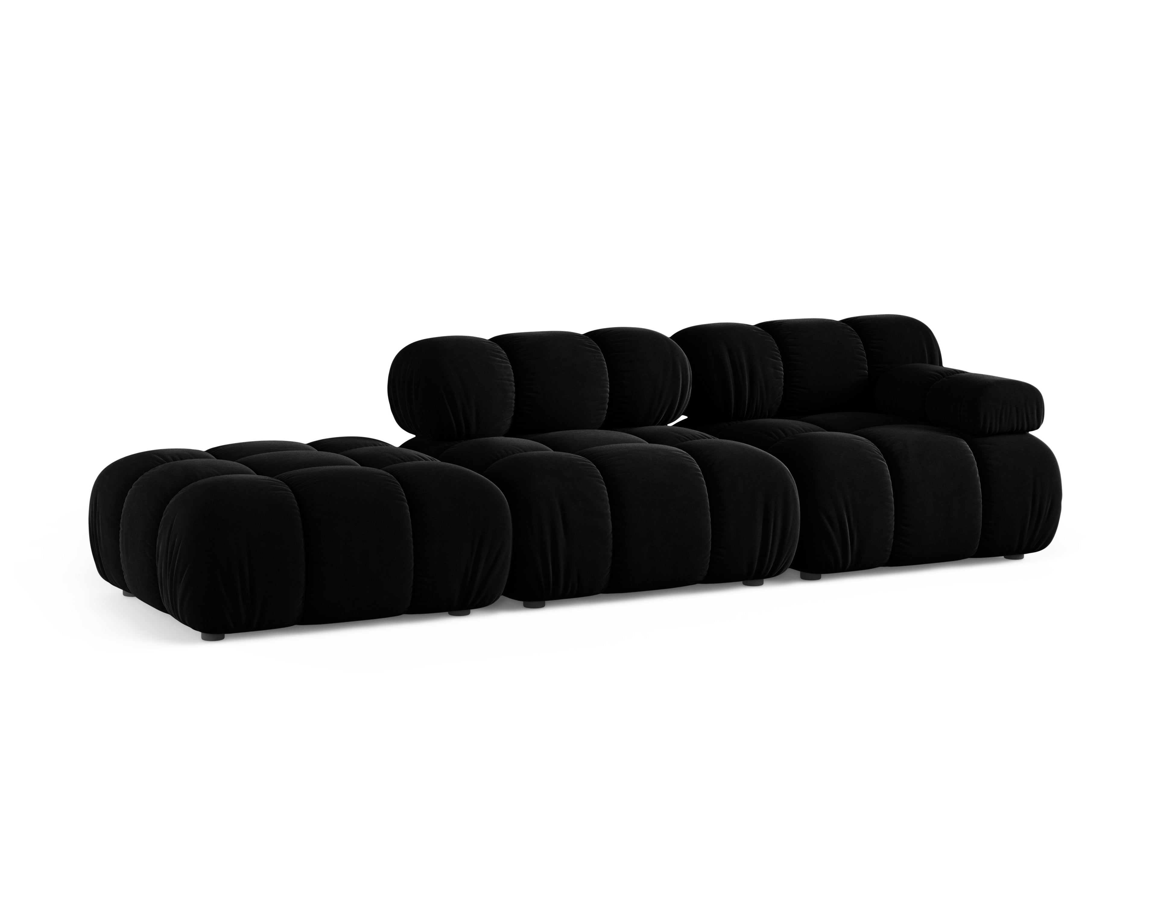 Open left-sided modular sofa BELLIS in black velvet
