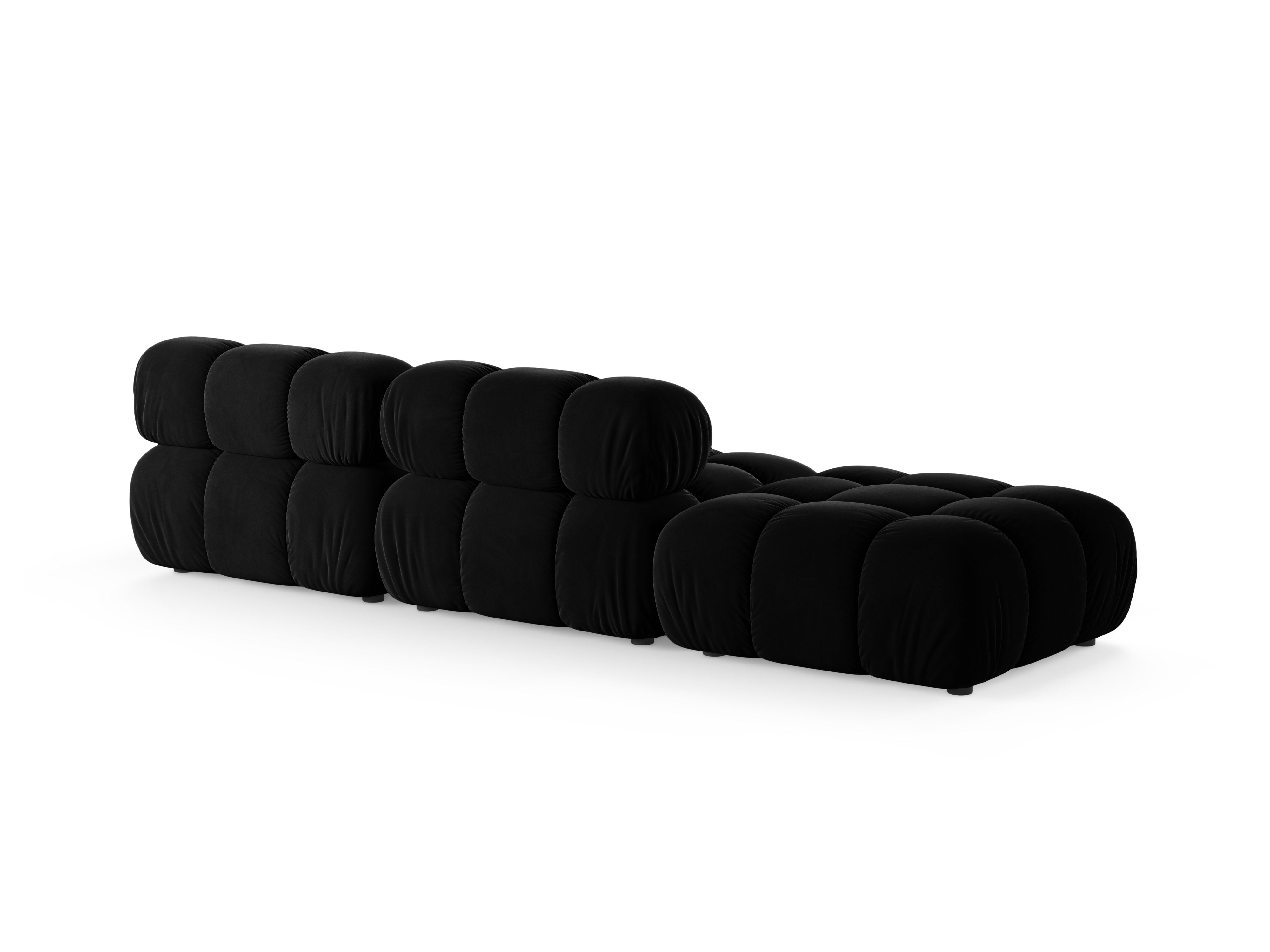 Open left-sided modular sofa BELLIS in black velvet