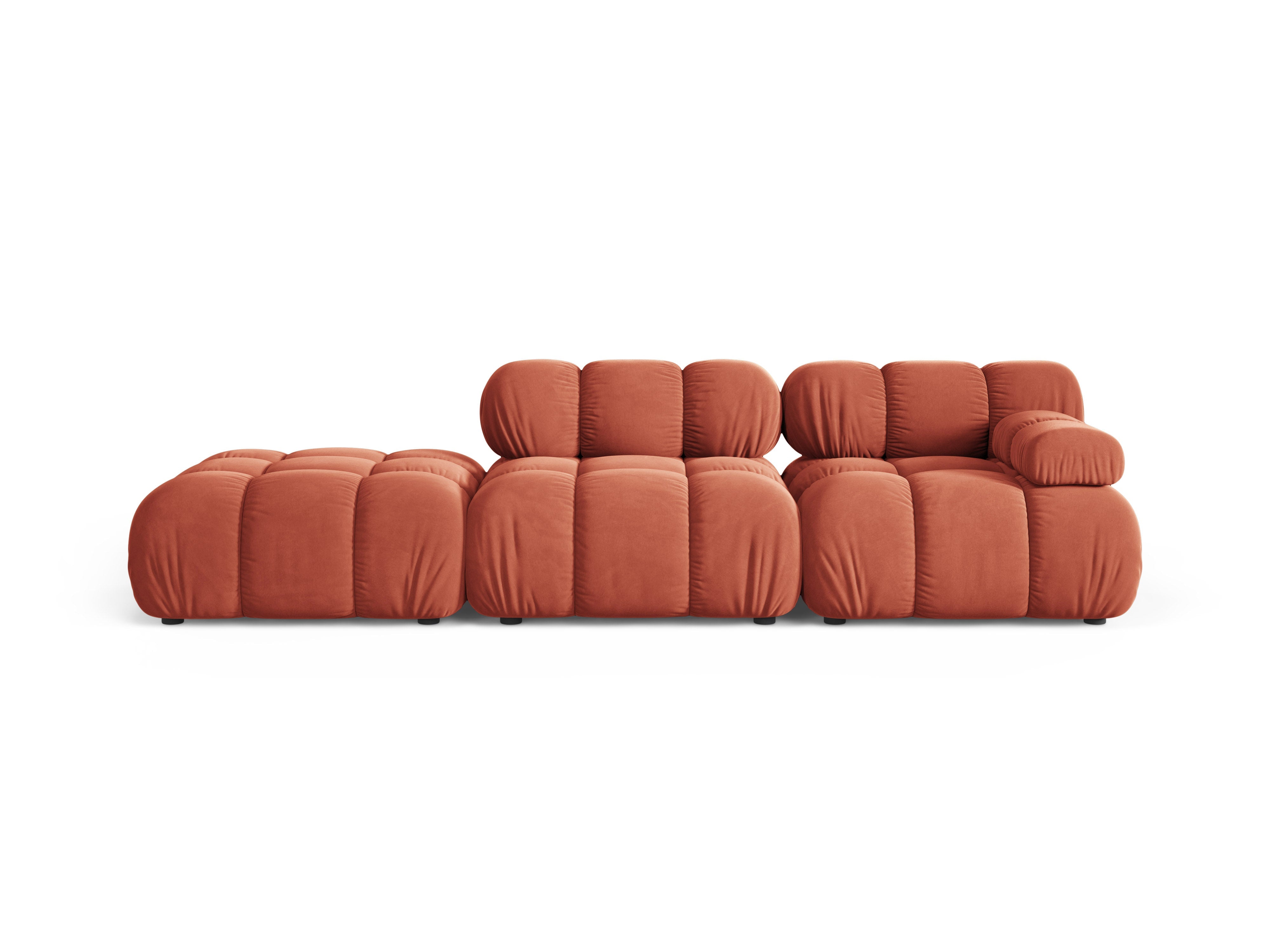 Open left-sided modular sofa BELLIS in coral velvet