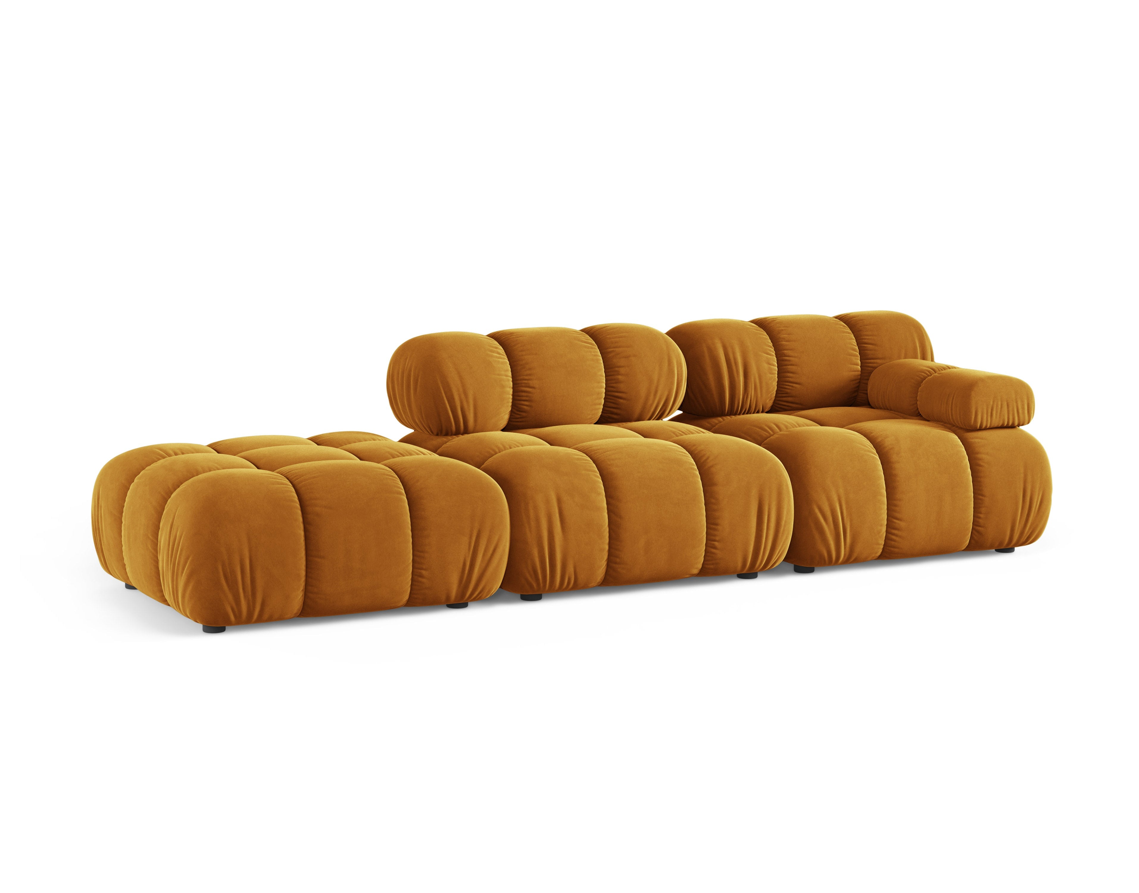 Open left-sided modular sofa BELLIS in mustard velvet