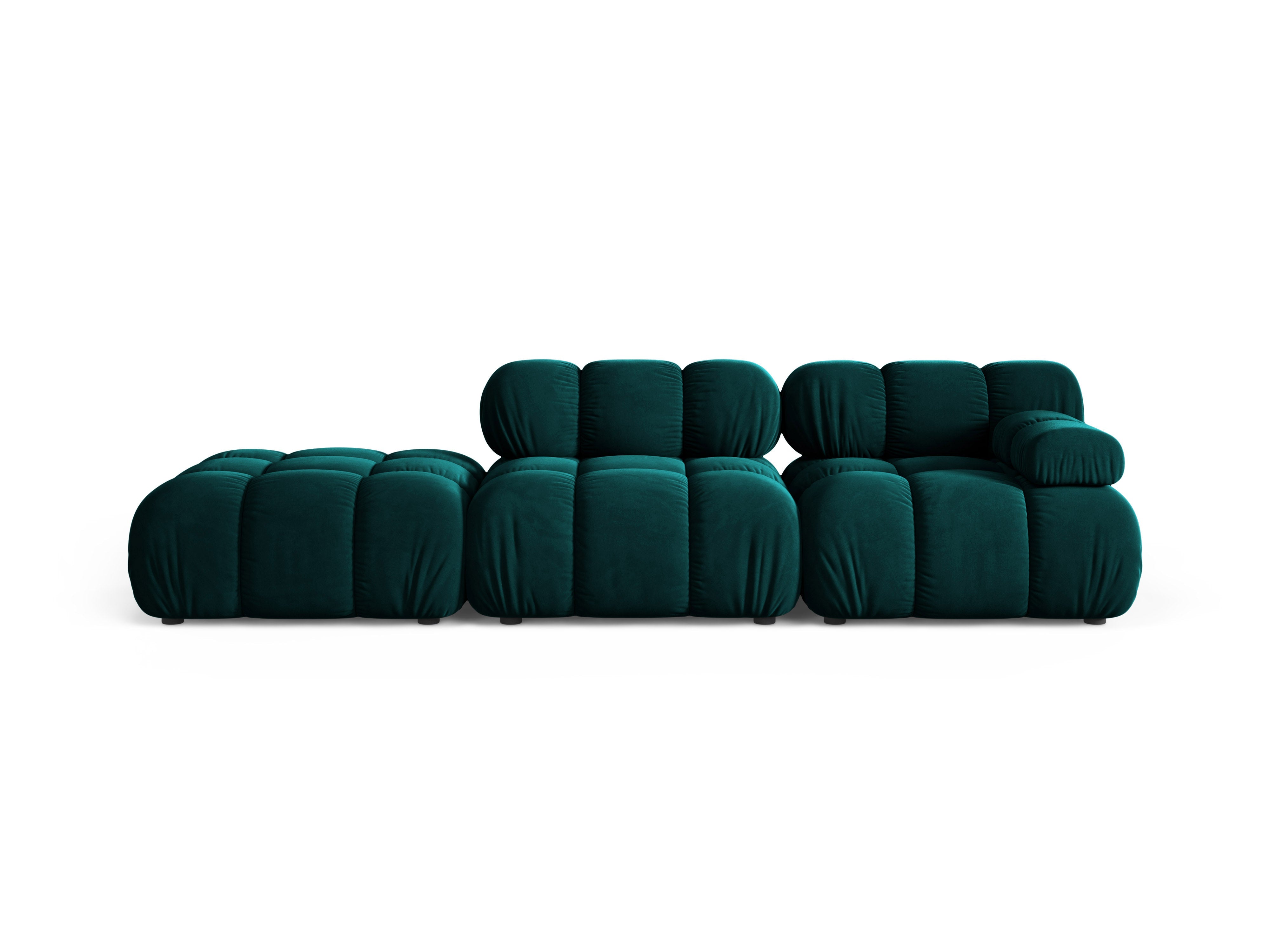 Open left-sided modular sofa BELLIS in deep petrol velvet