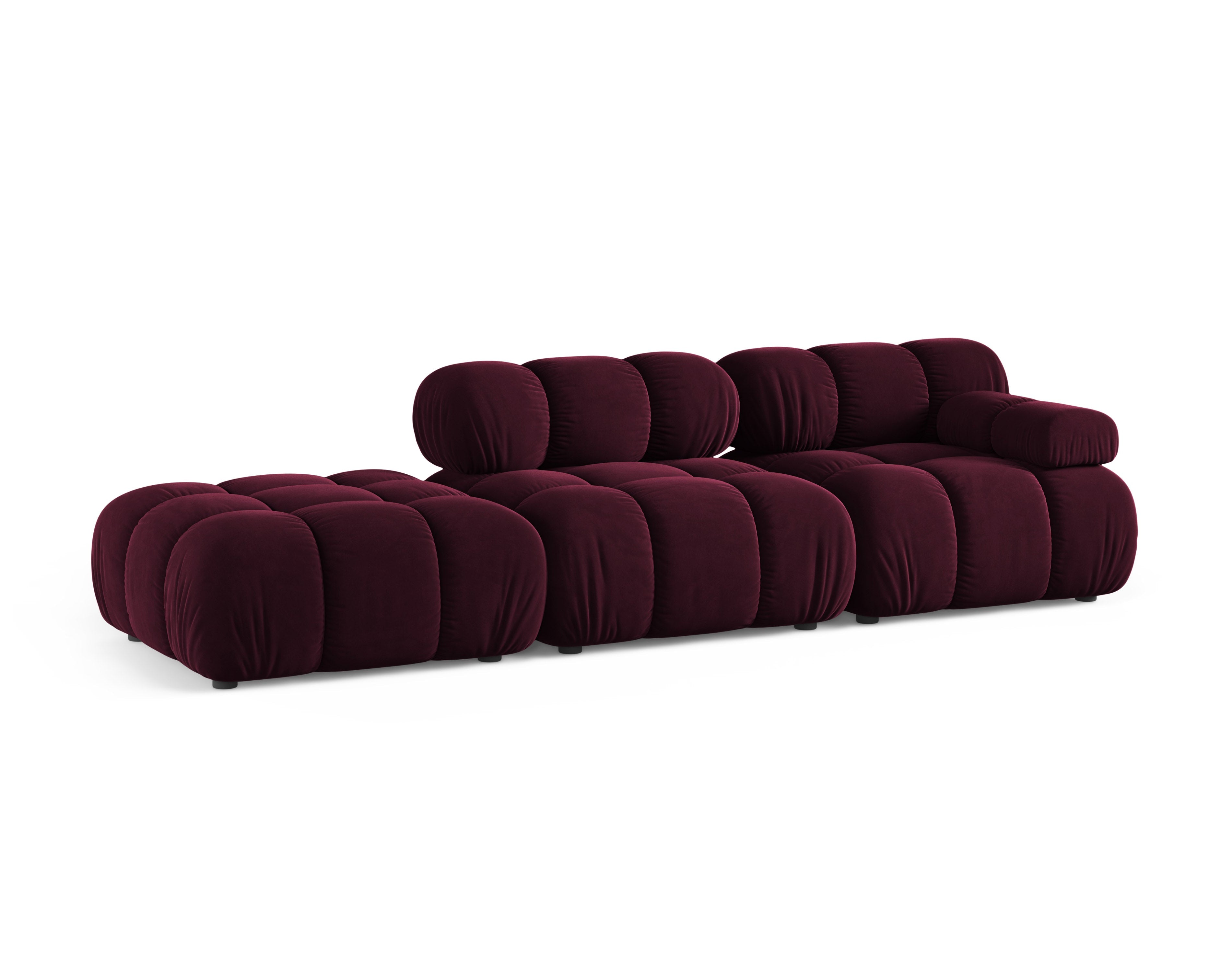 Open left-sided modular sofa BELLIS in burgundy velvet