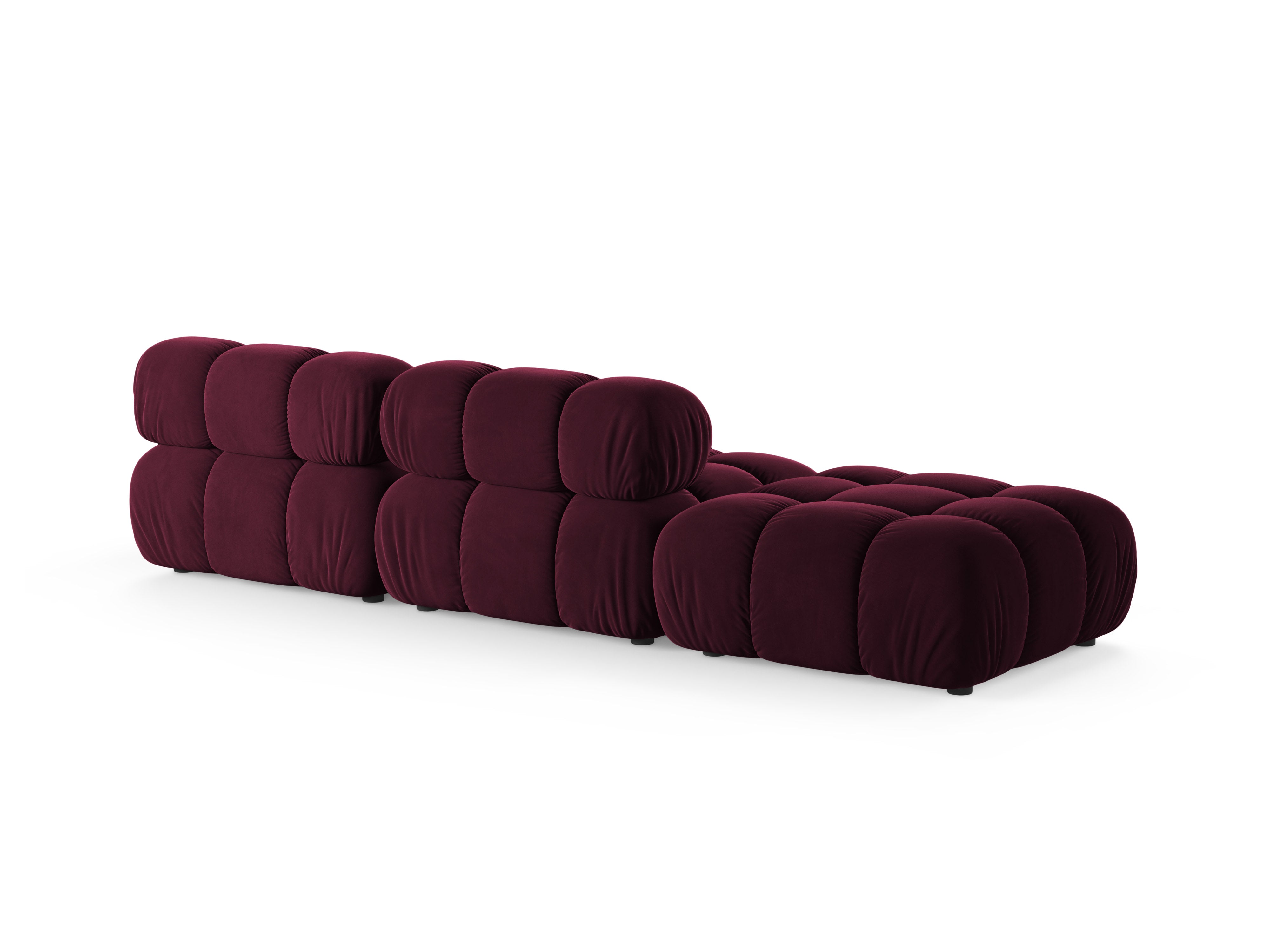 Open left-sided modular sofa BELLIS in burgundy velvet