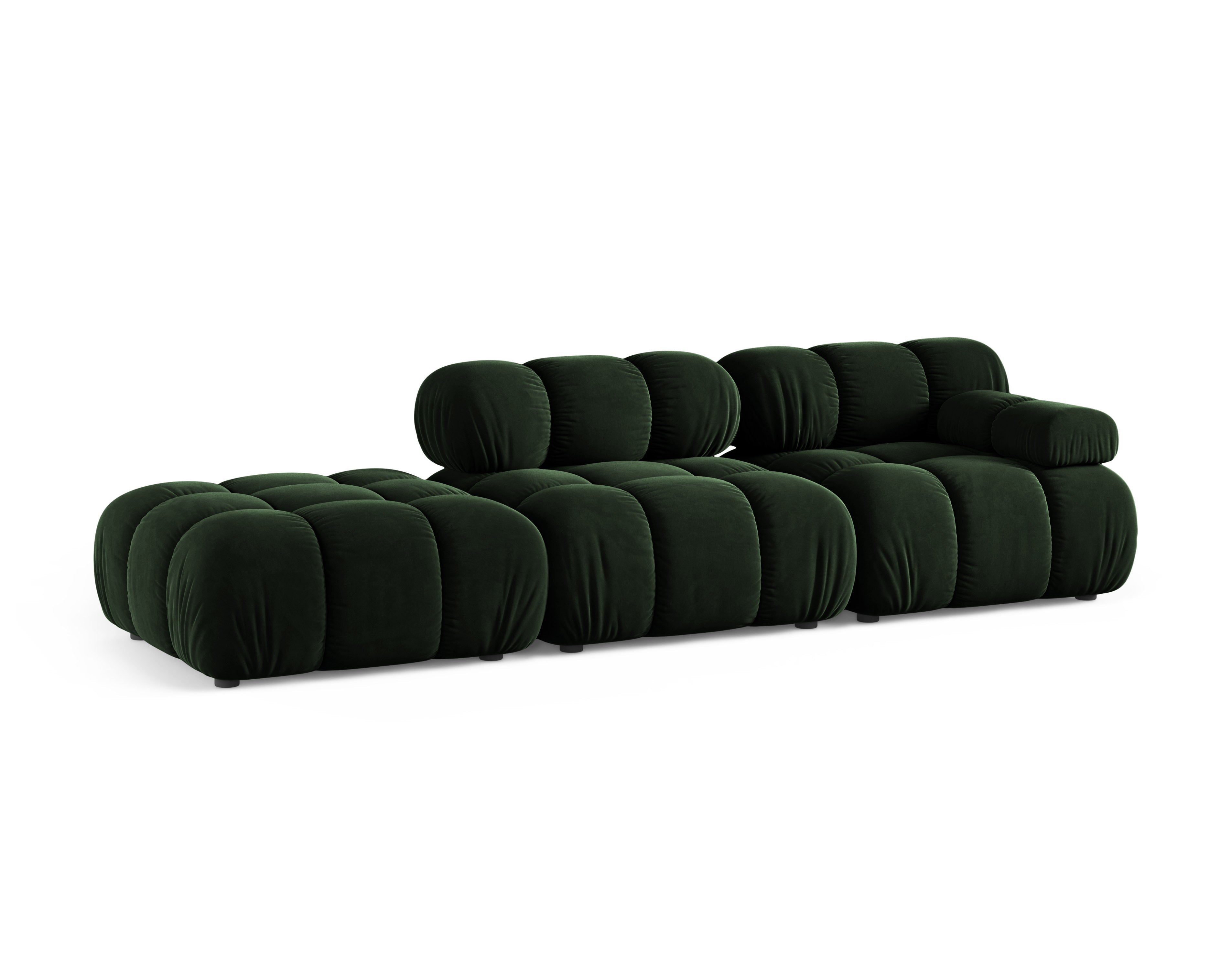 Open left-sided modular sofa BELLIS in bottle green velvet
