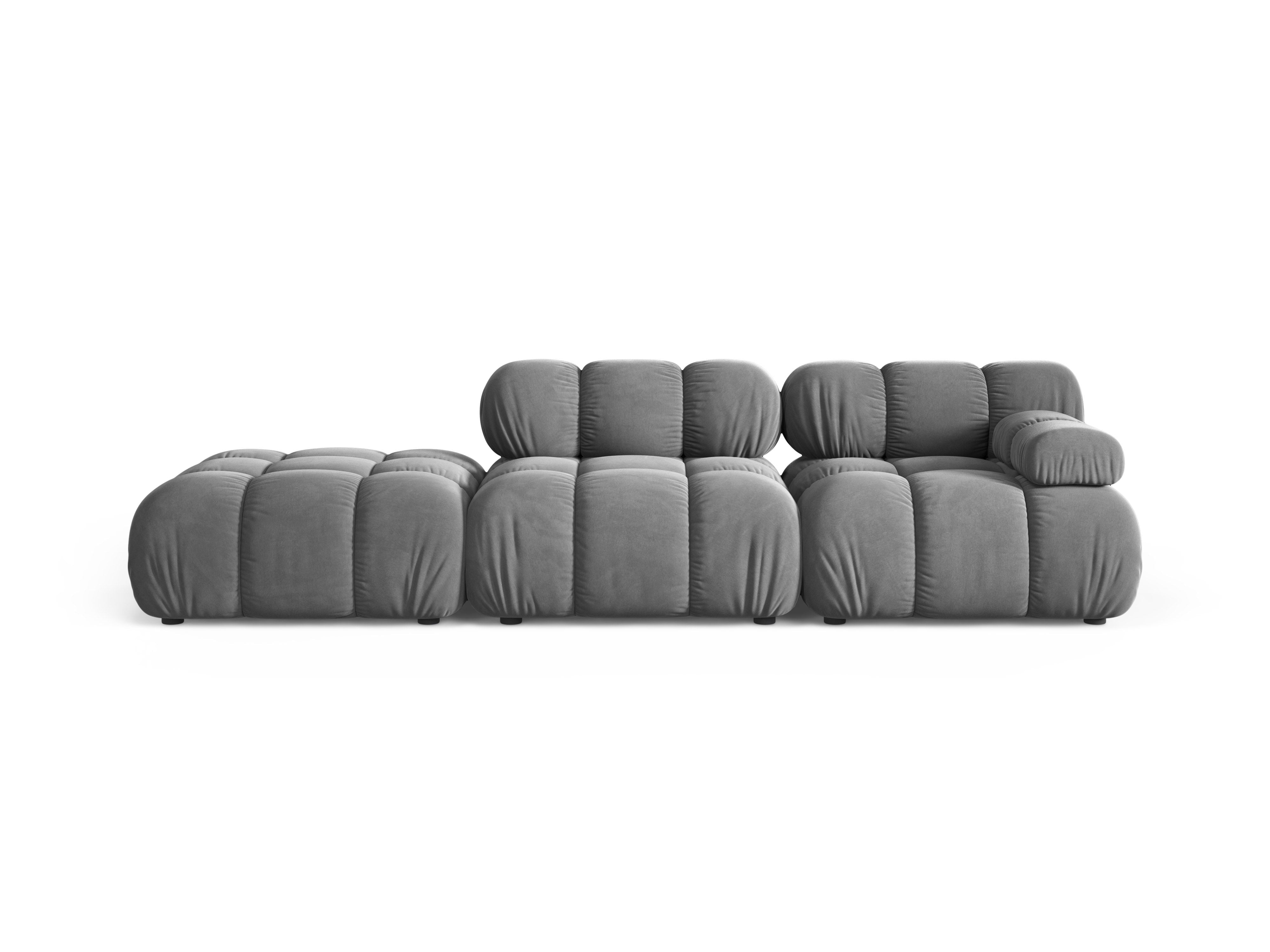 Open left-sided modular sofa BELLIS in light gray velvet