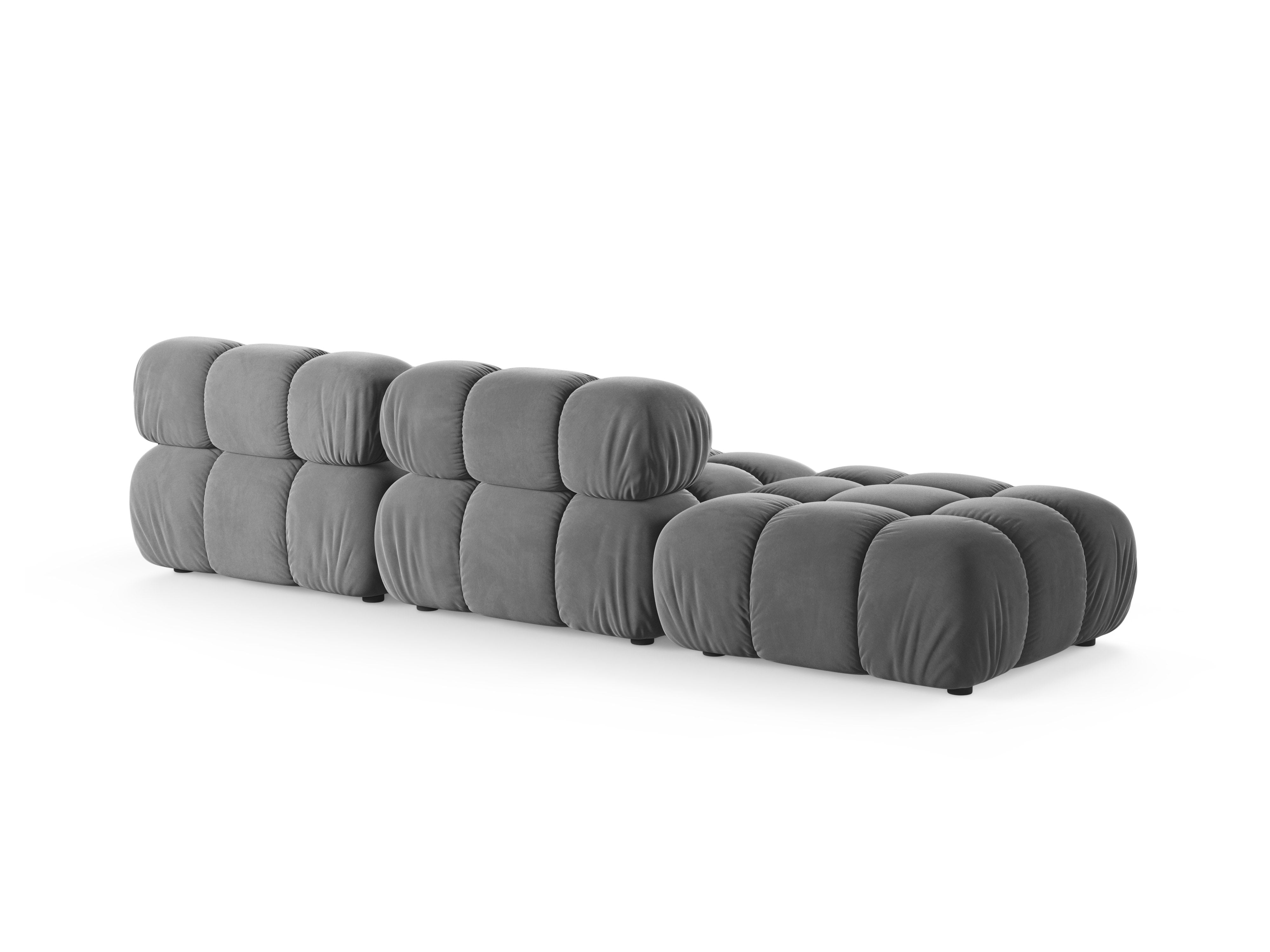 Open left-sided modular sofa BELLIS in light gray velvet