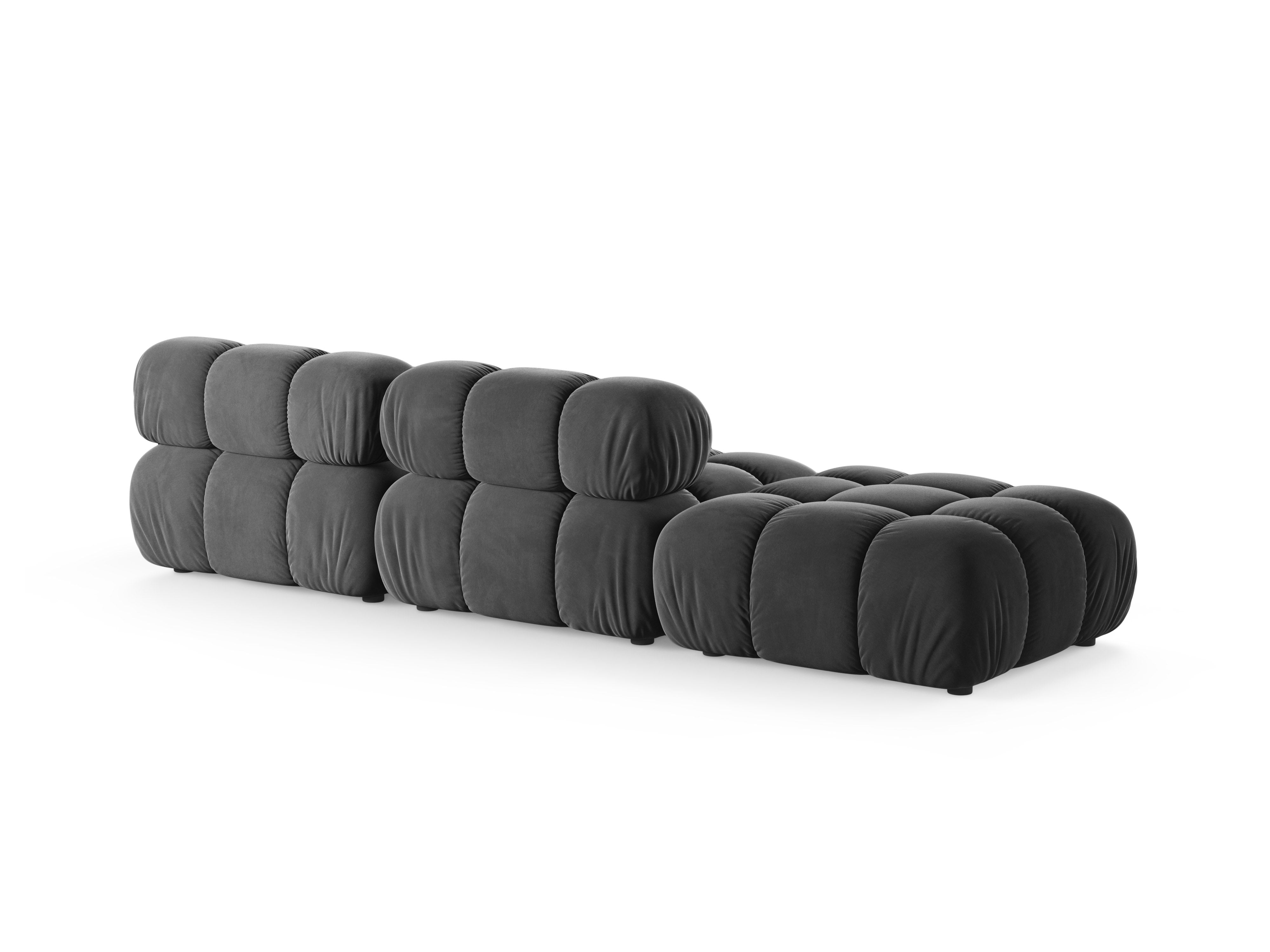 Left-facing open modular sofa BELLIS in gray velvet