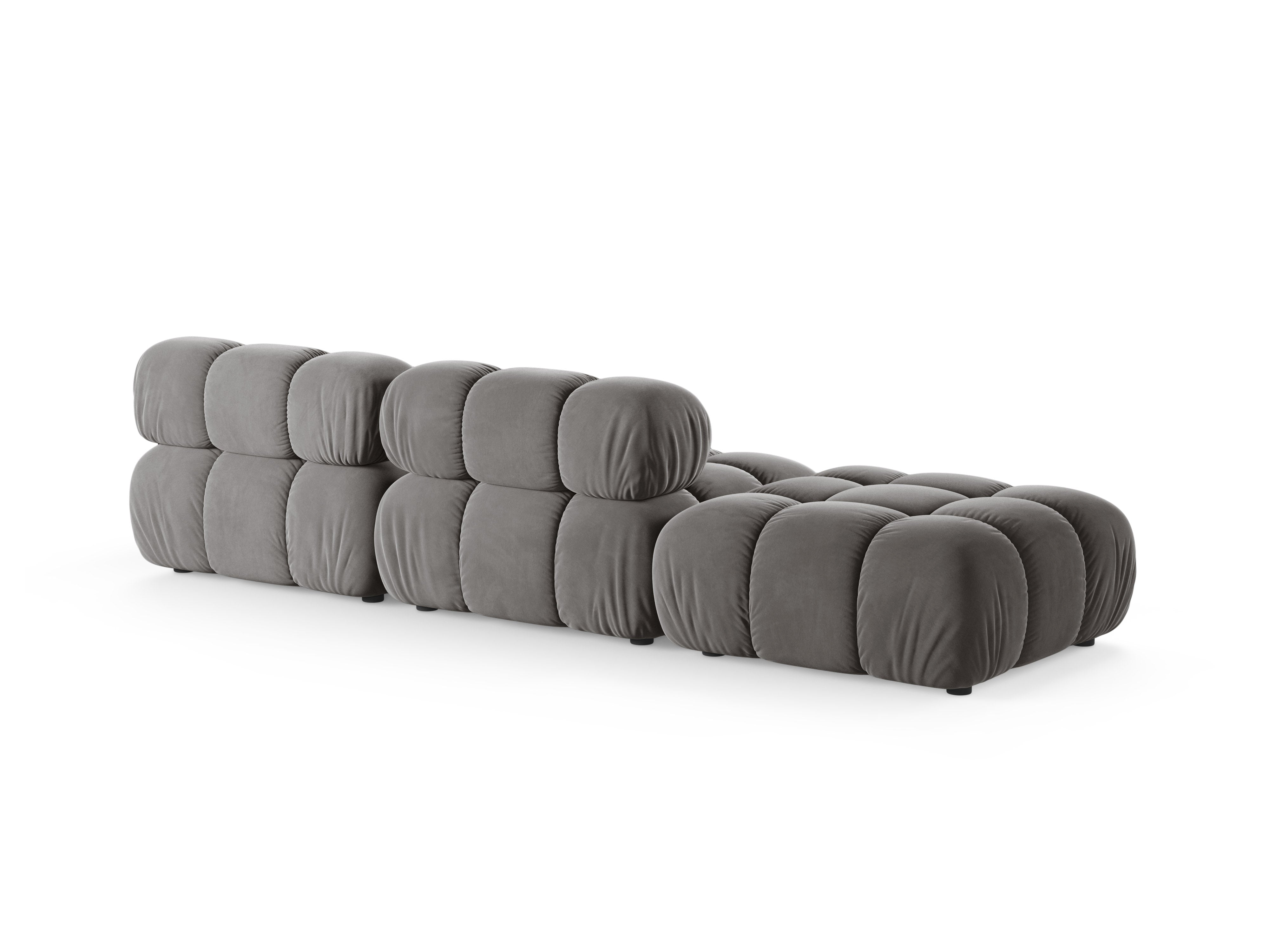Gray open left-sided velvet modular sofa BELLIS