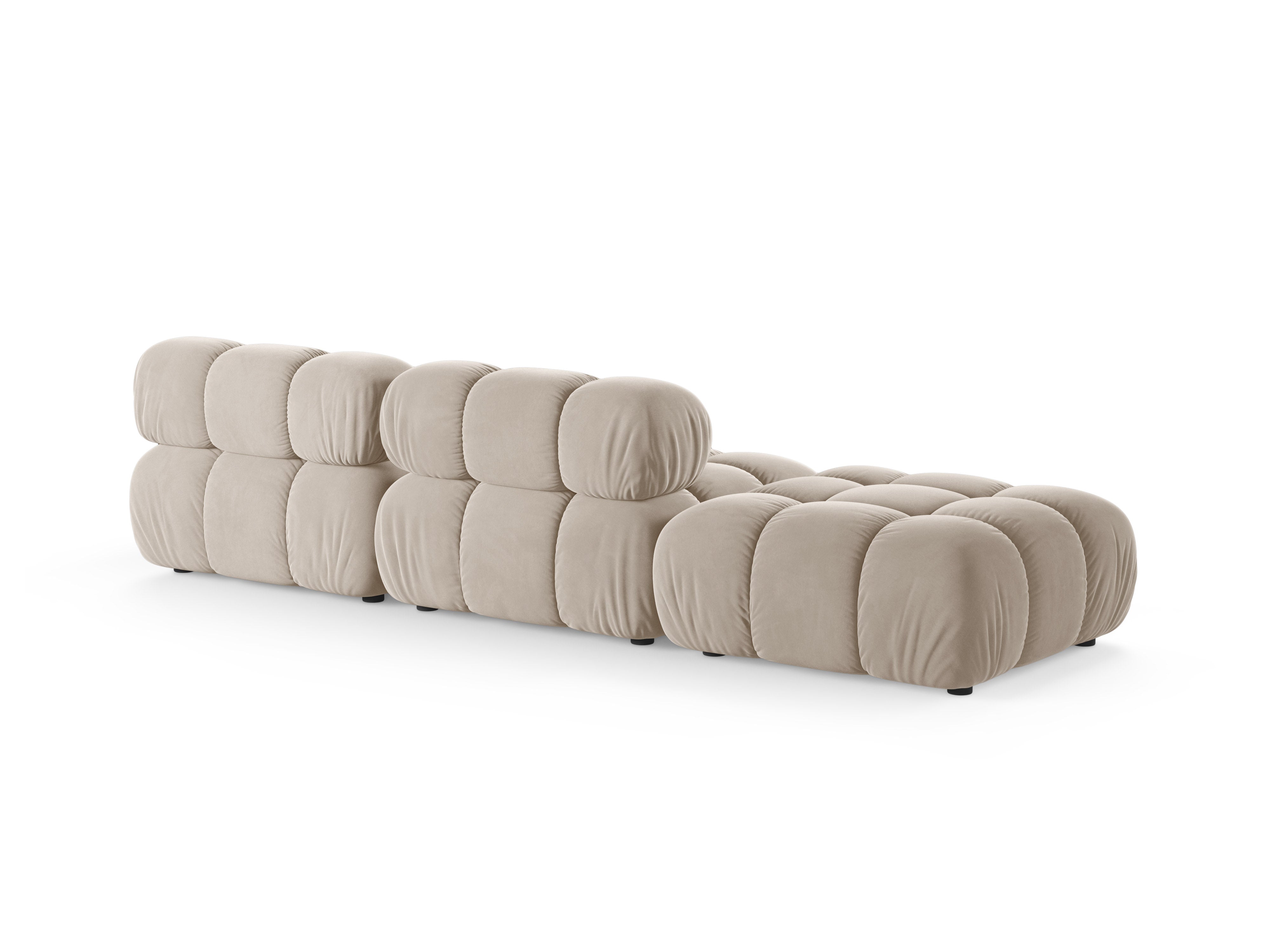 Open left-sided modular velvet sofa BELLIS in beige