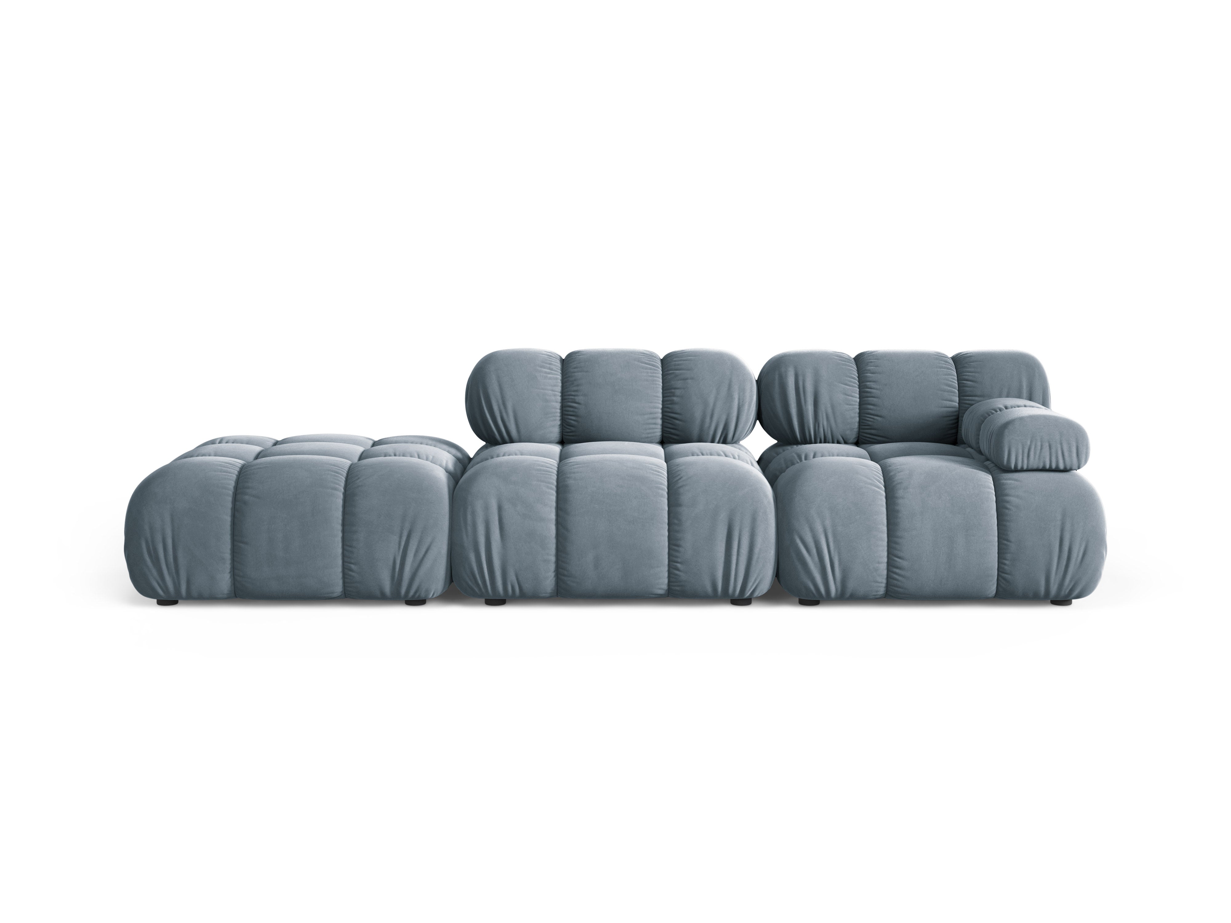 Open left-sided velvet modular sofa BELLIS in blue