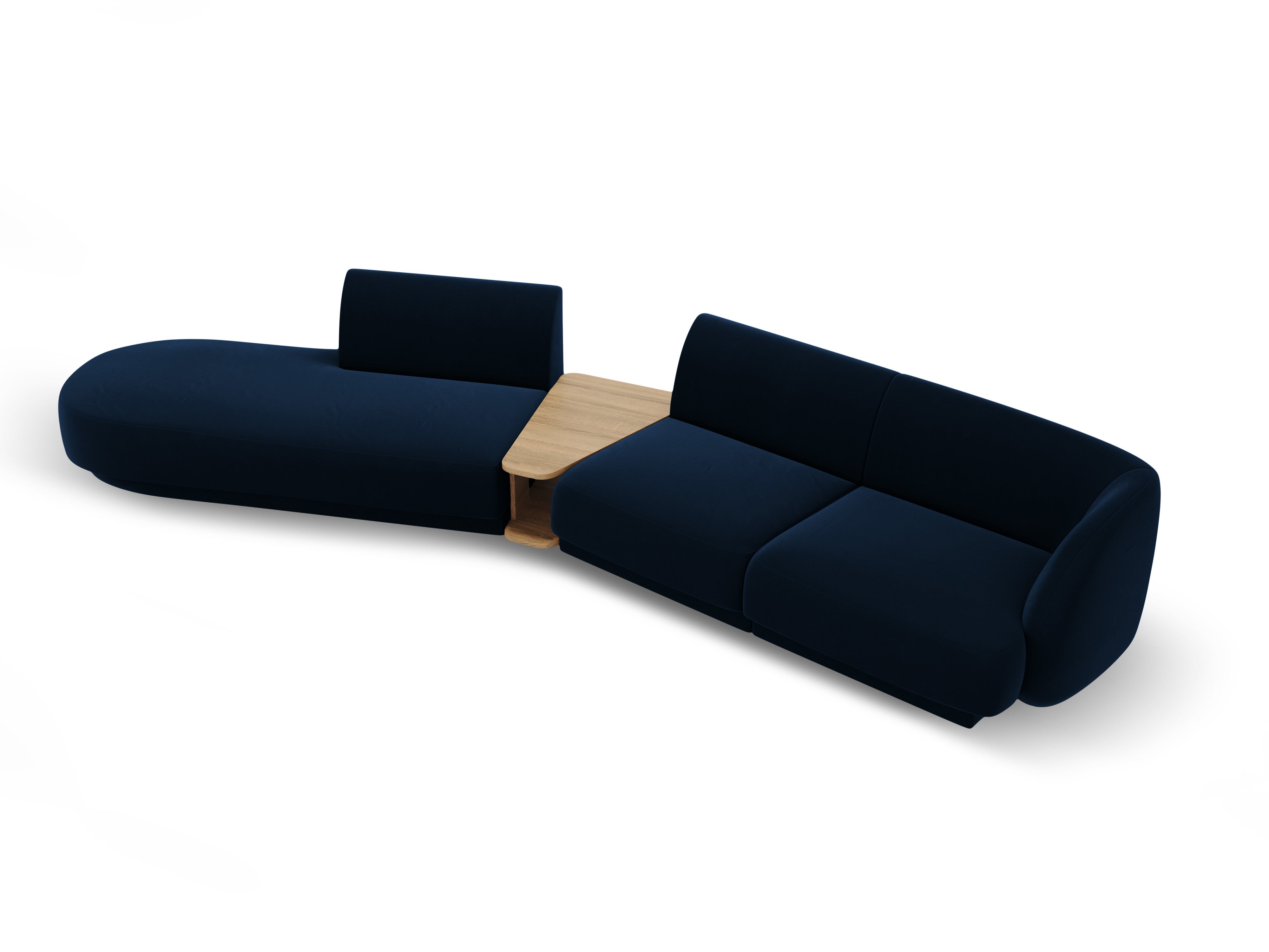 Modulares Sofa links mit Tisch, 4-sitzig, samt MILEY in königsblau