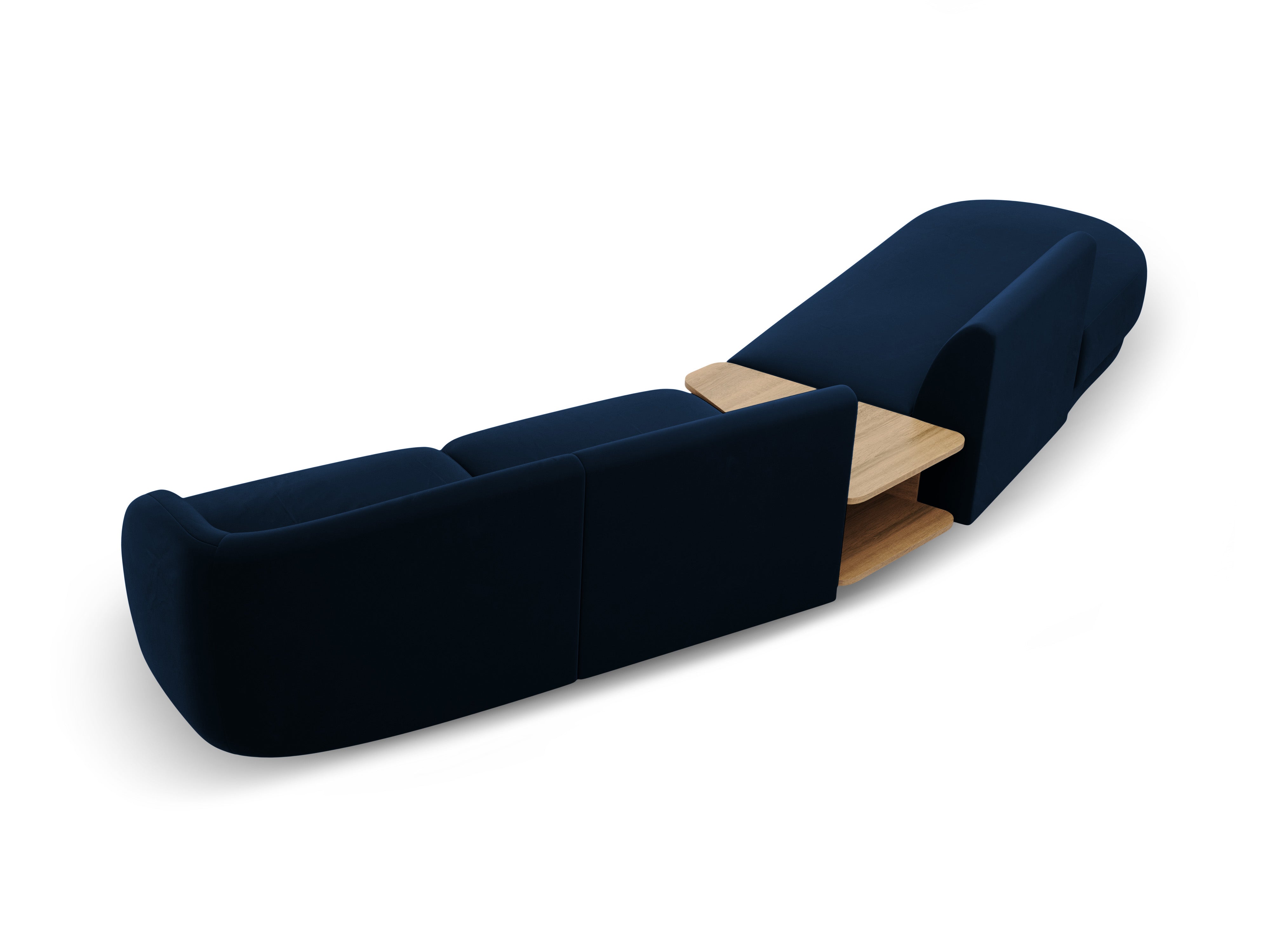 Modulares Sofa links mit Tisch, 4-sitzig, samt MILEY in königsblau
