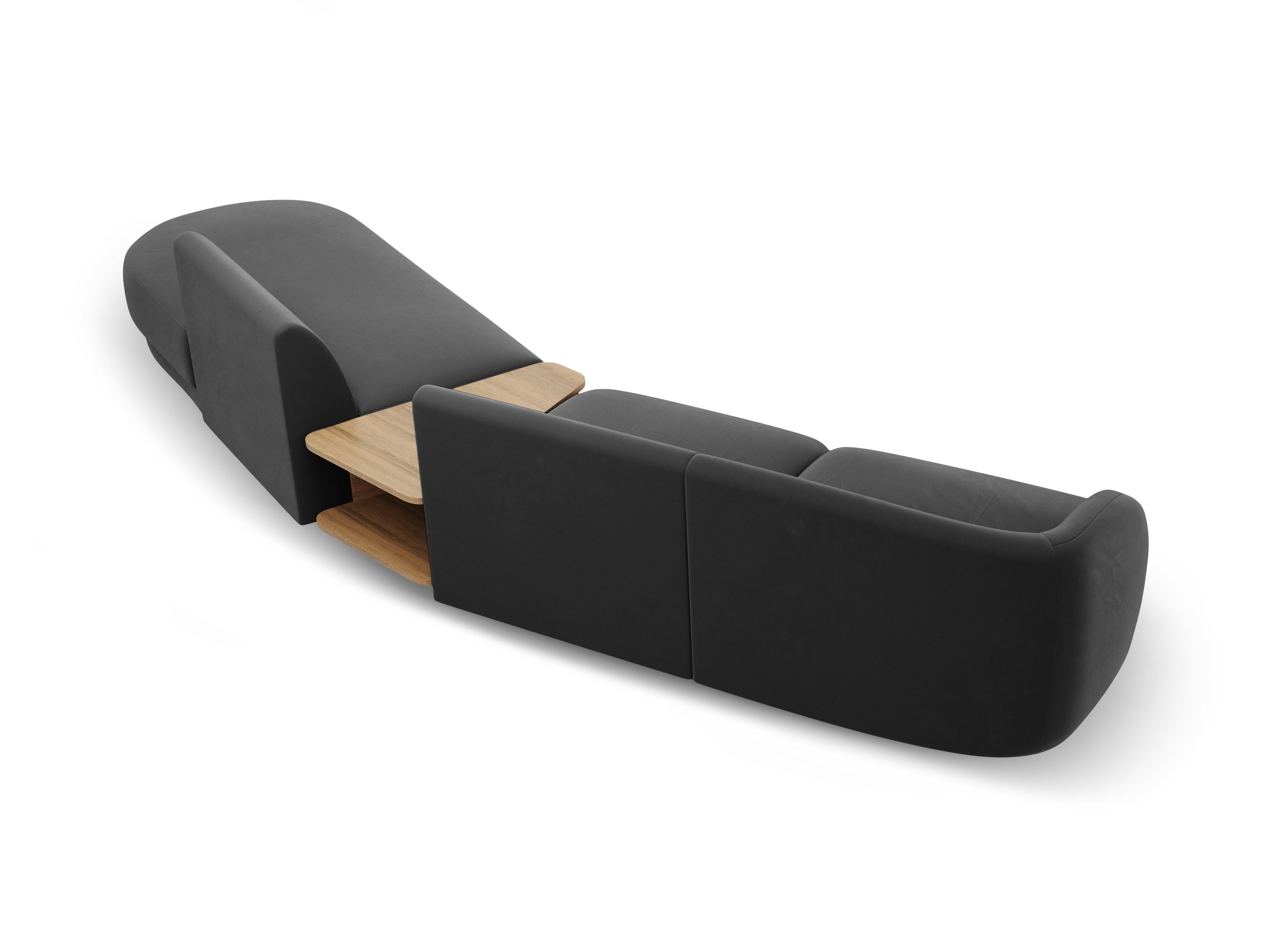 Modulares Sofa mit Tisch, 4-Sitzer, samt MILEY, grau