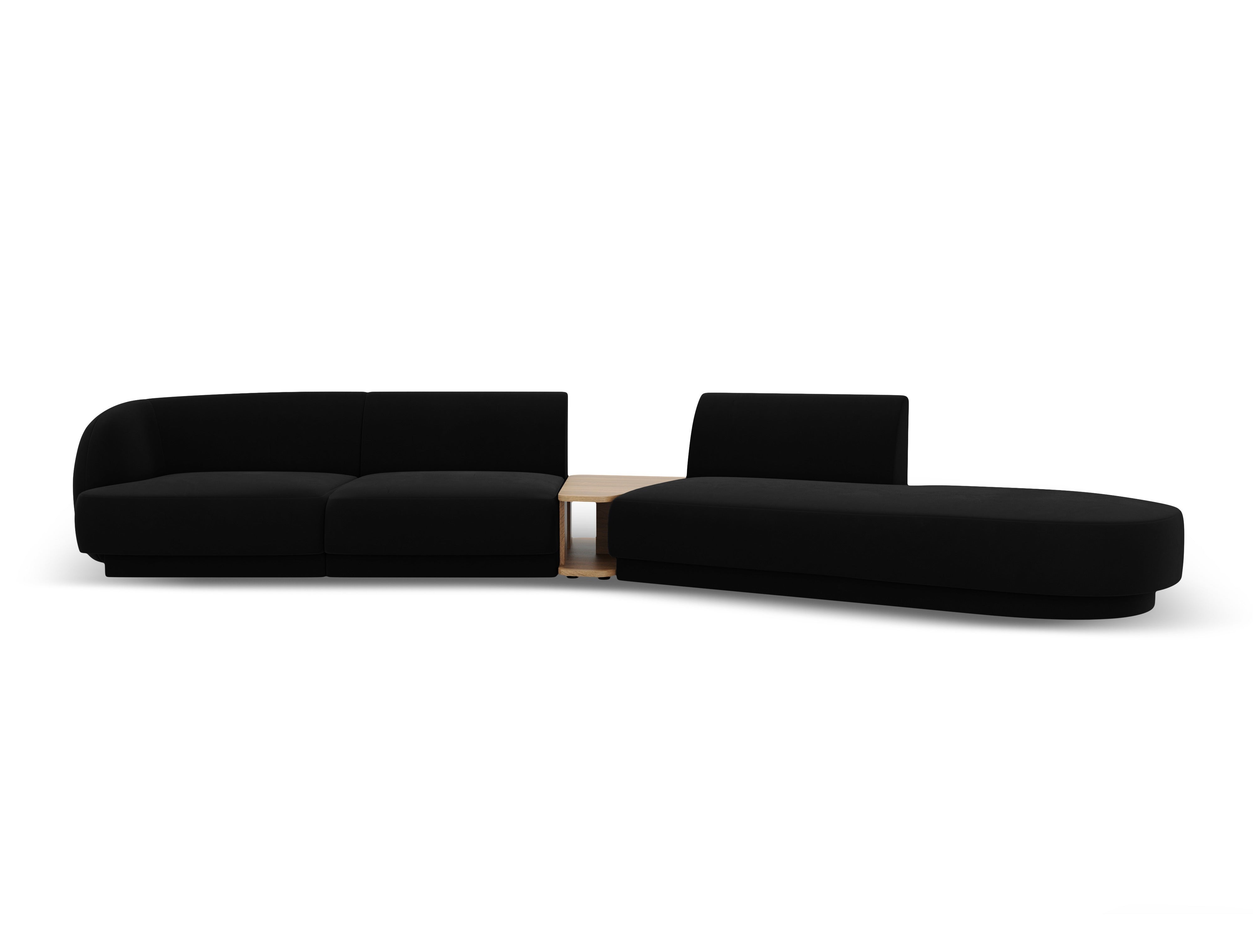 Modulares Sofa mit Tisch, 4-Sitzer, Samt MILEY, schwarz