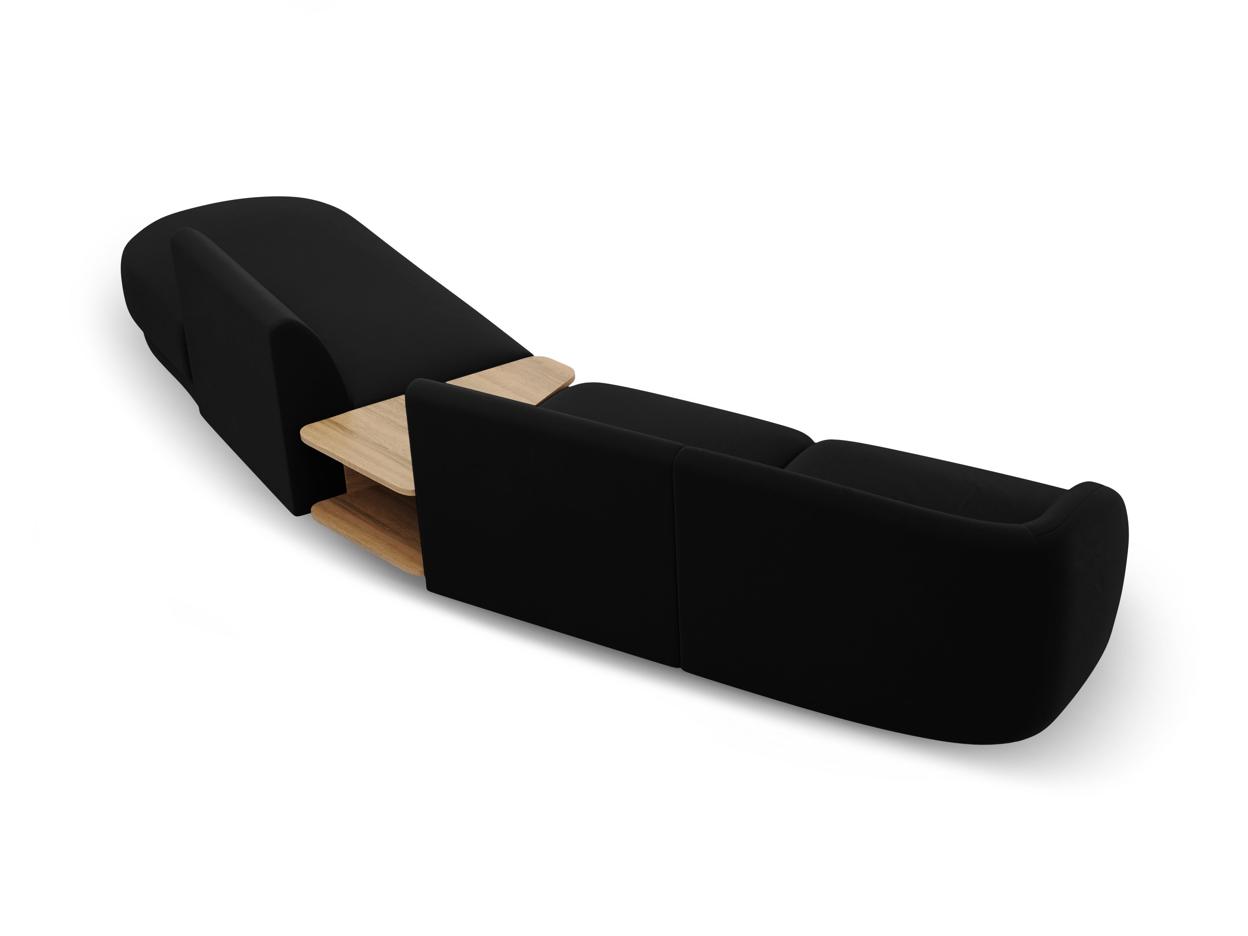 Modulares Sofa mit Tisch, 4-Sitzer, Samt MILEY, schwarz