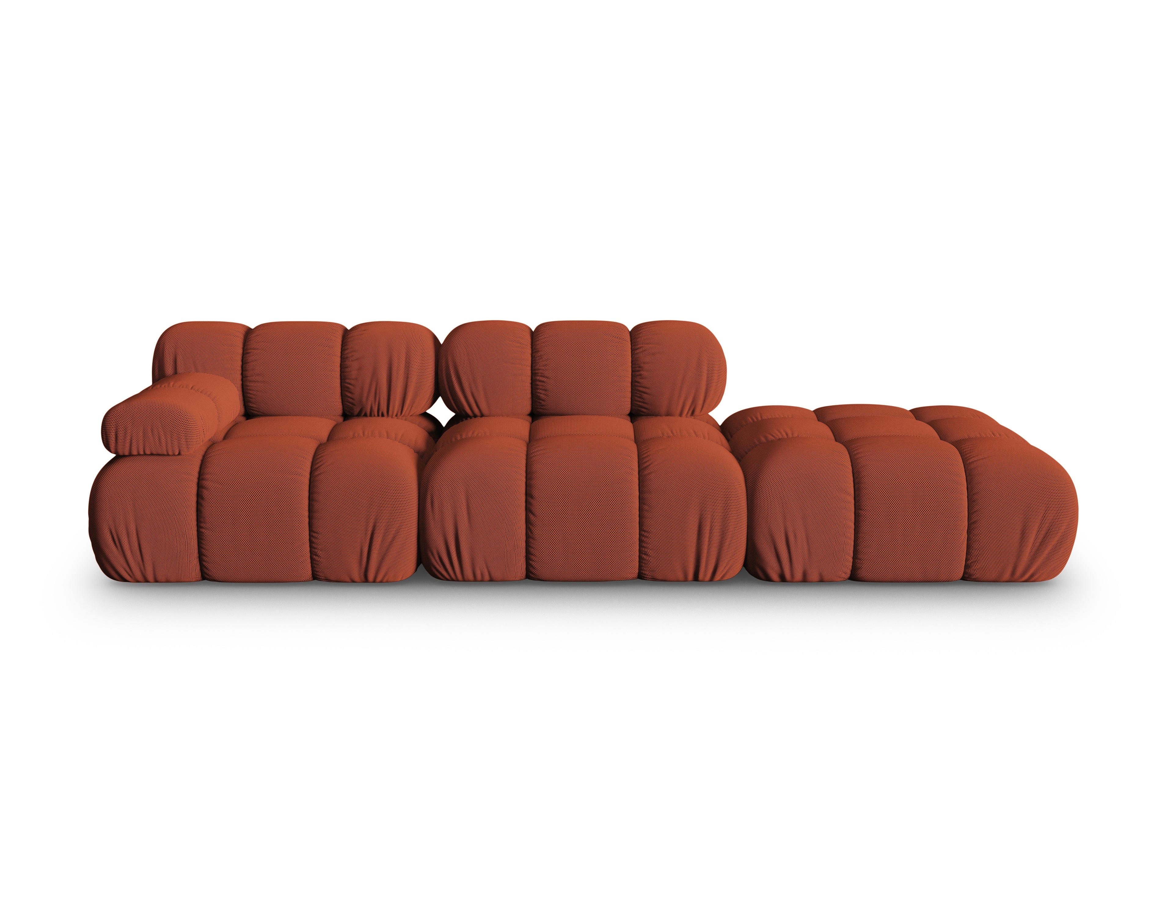 Sofa modułowa otwarta prawostronna BELLIS ceglana tkanina 3D