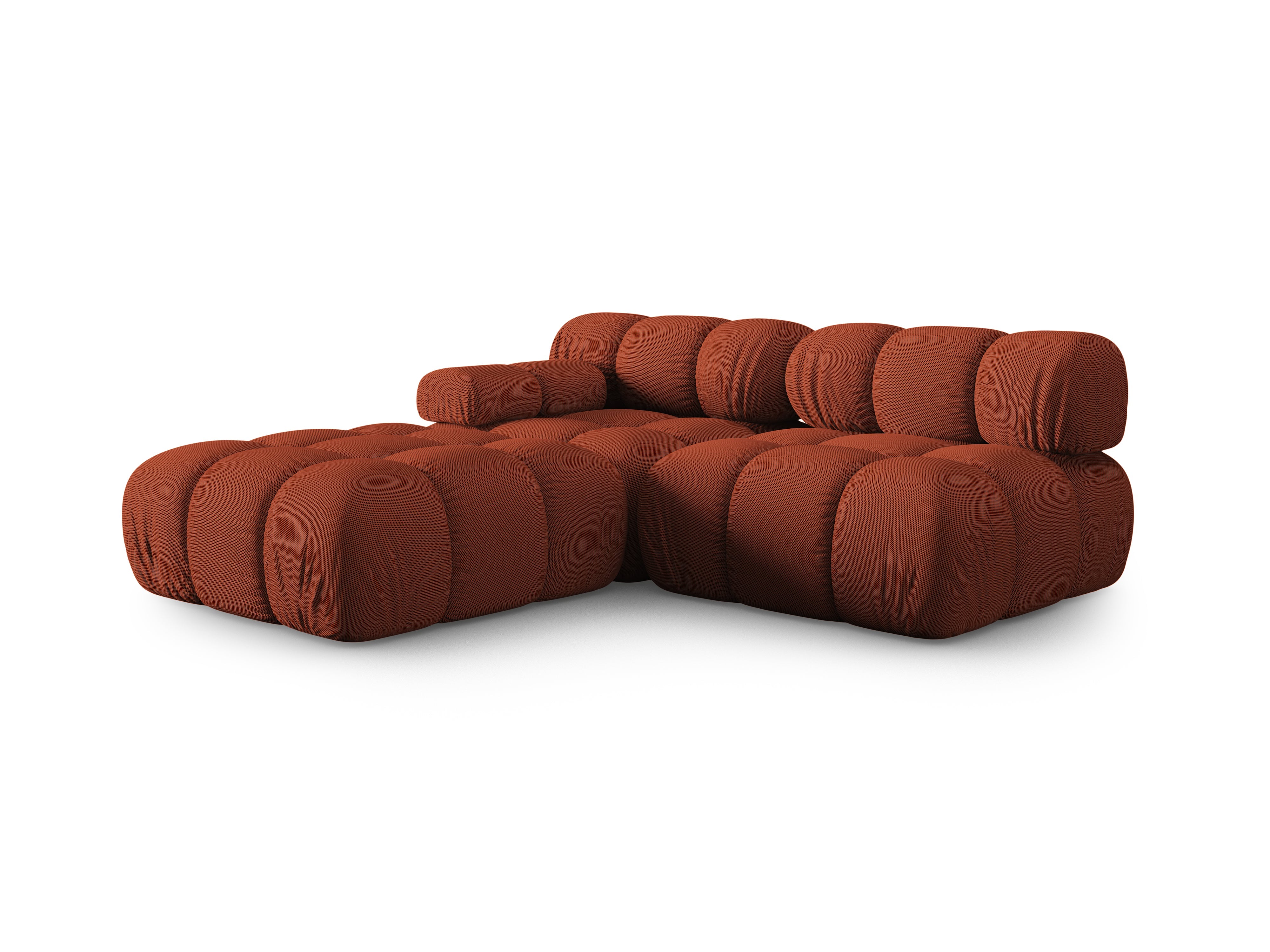 Sofa modułowa otwarta prawostronna BELLIS ceglana tkanina 3D