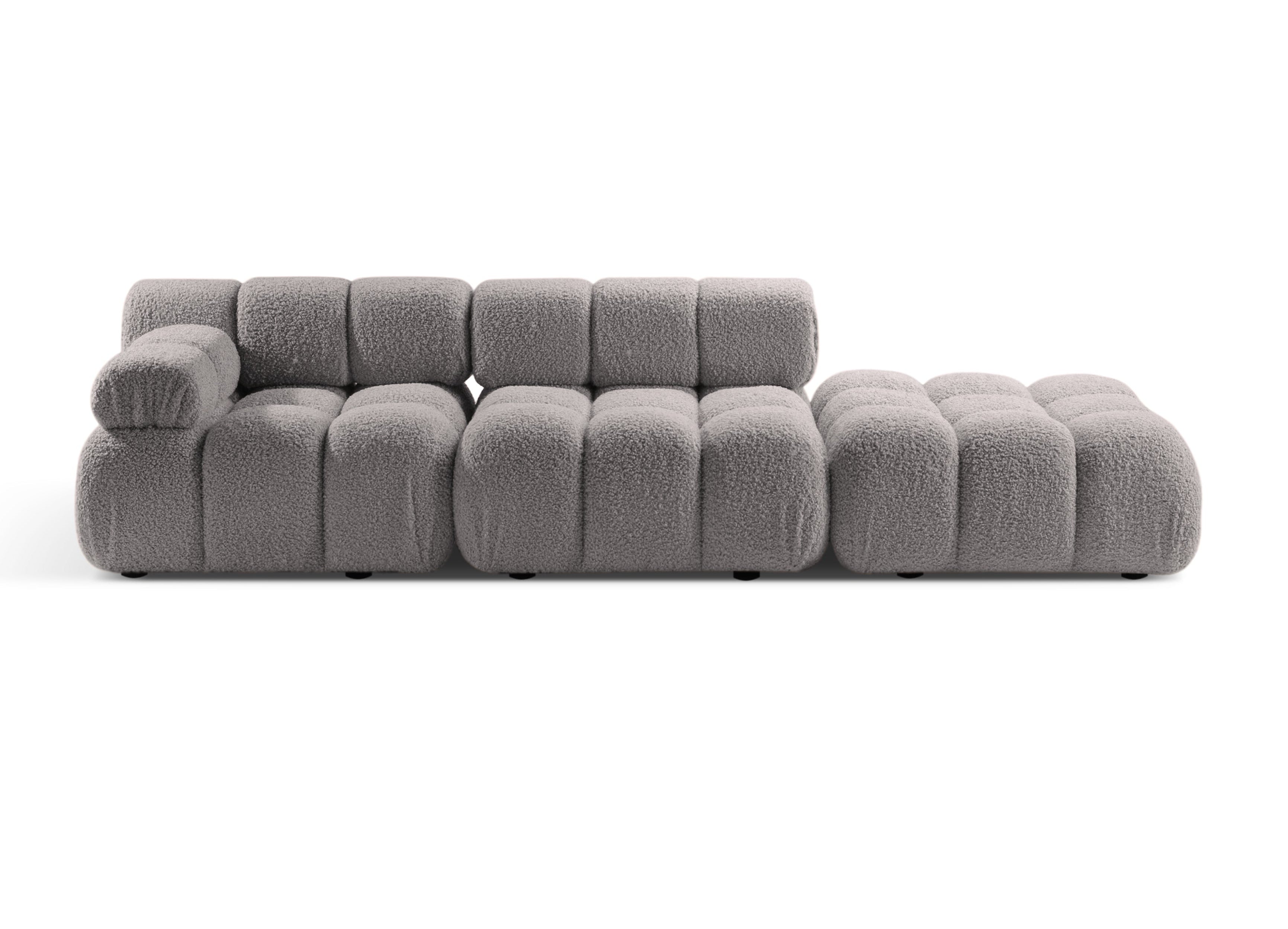 Sofa modułowa otwarta prawostronna BELLIS szary boucle