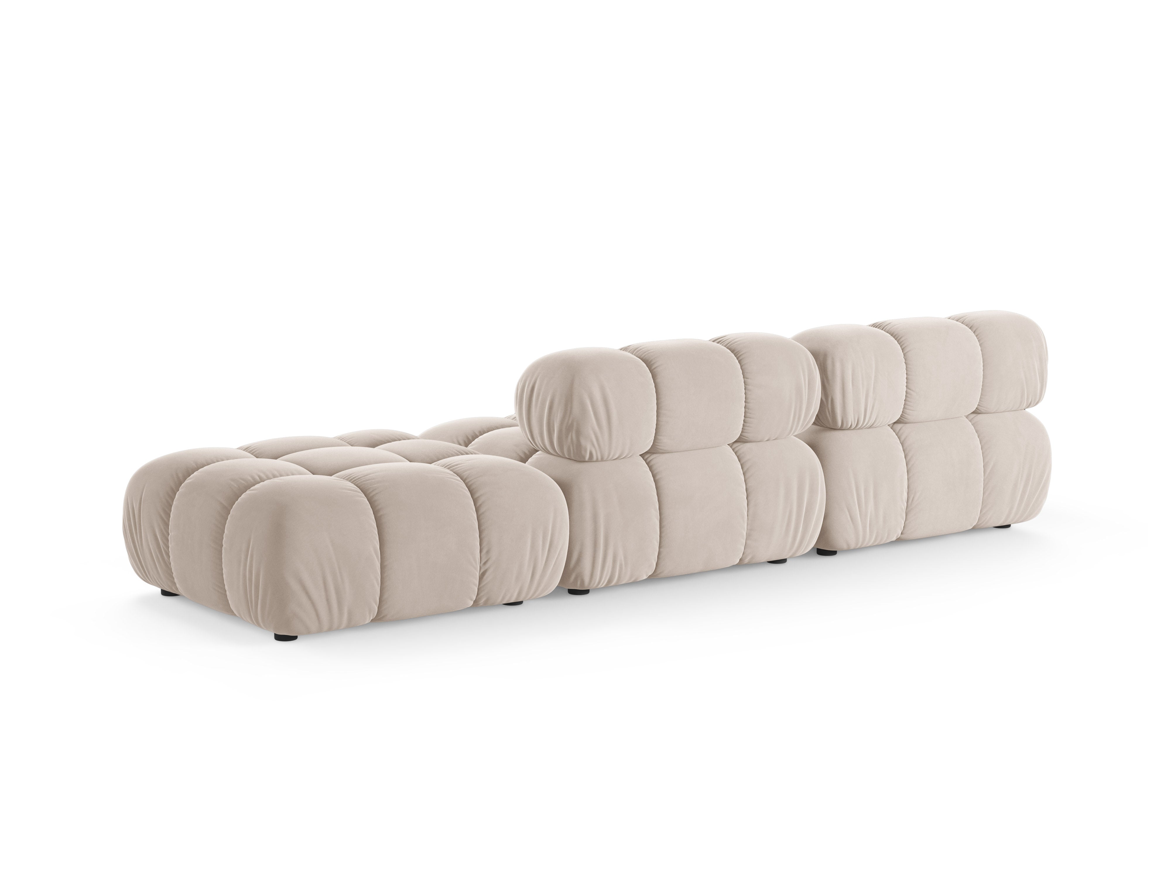Sofa modułowa otwarta prawostronna BELLIS jasnobeżowy welur