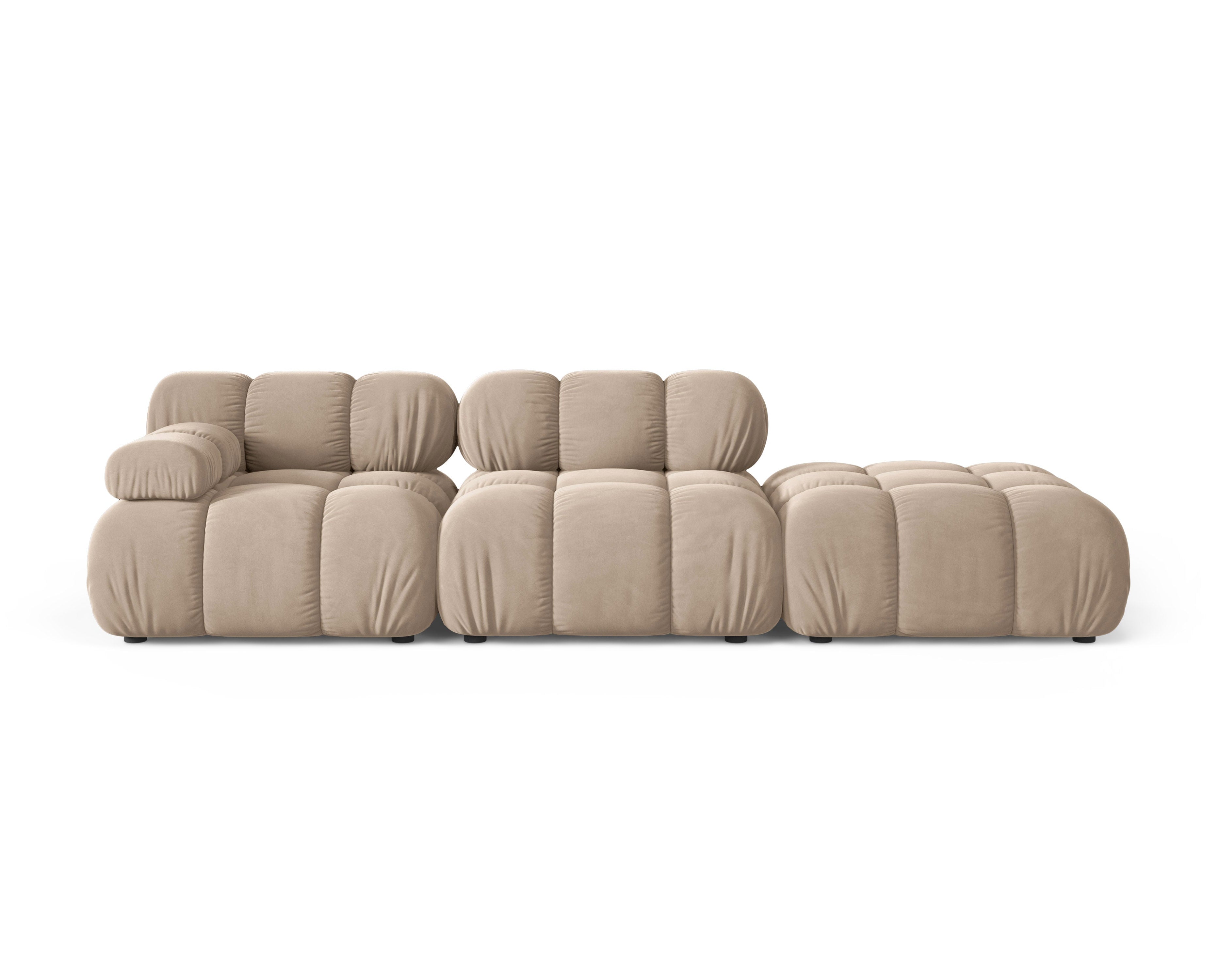 Sofa modułowa otwarta prawostronna BELLIS beżowy welur