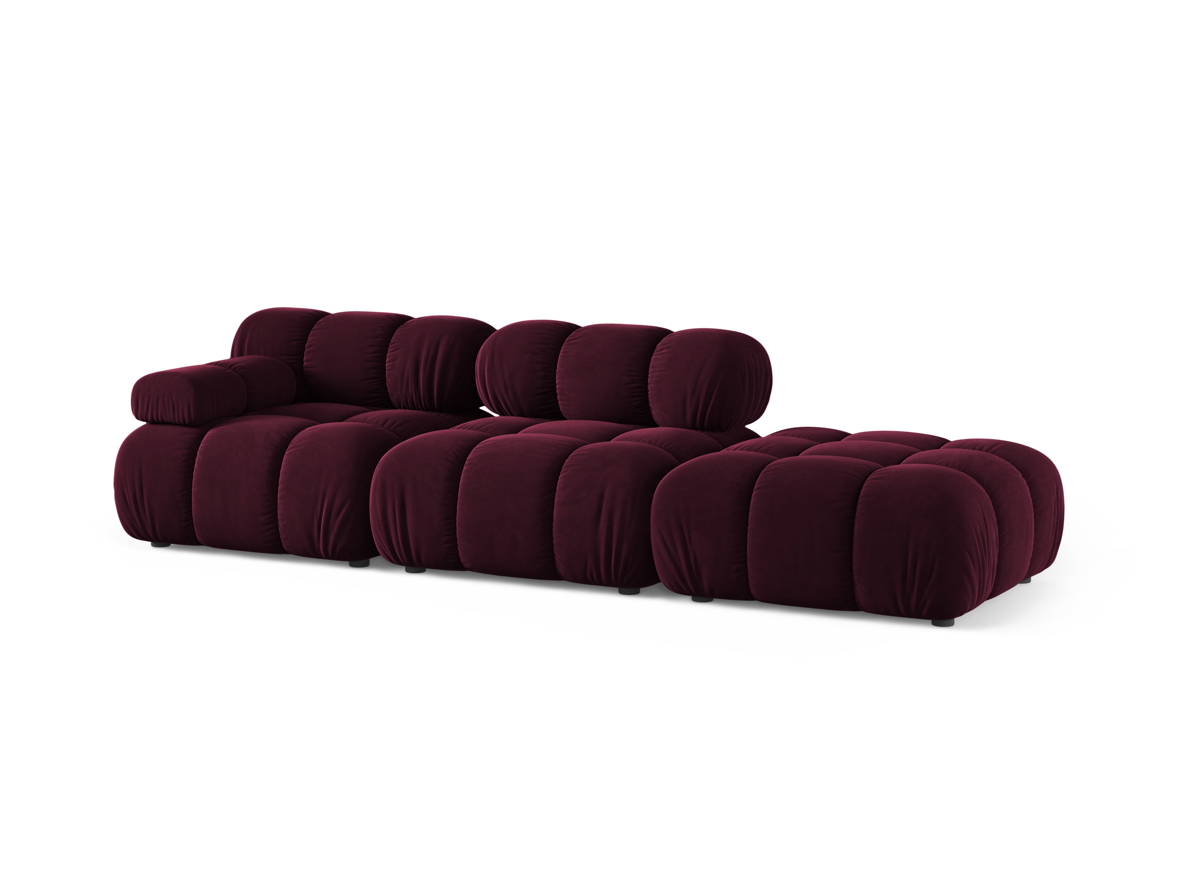 Sofa modułowa otwarta prawostronna BELLIS burgundowy welur