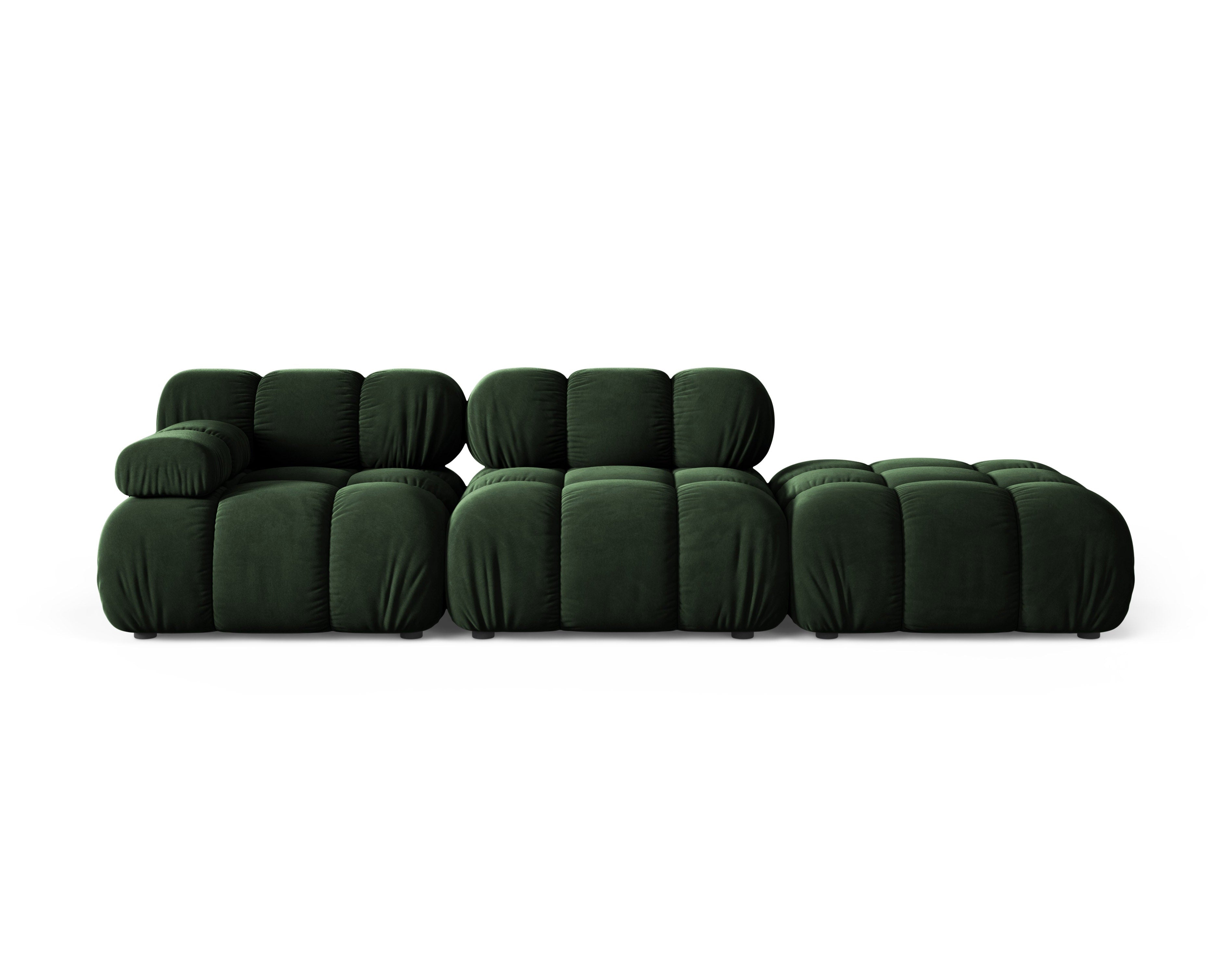 Sofa modułowa otwarta prawostronna BELLIS butelkowy zielony welur