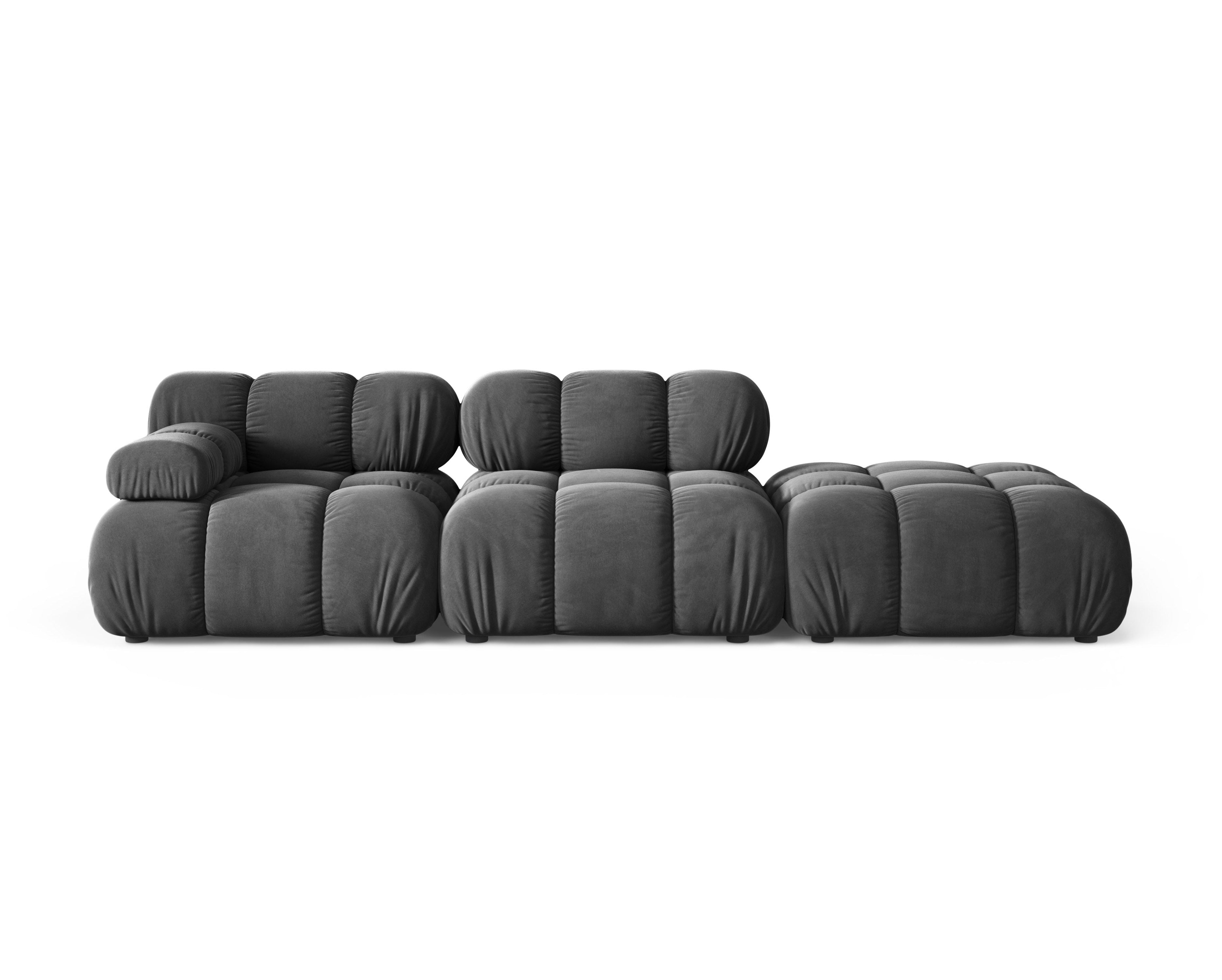 Sofa modułowa otwarta prawostronna BELLIS ciemnoszary welur